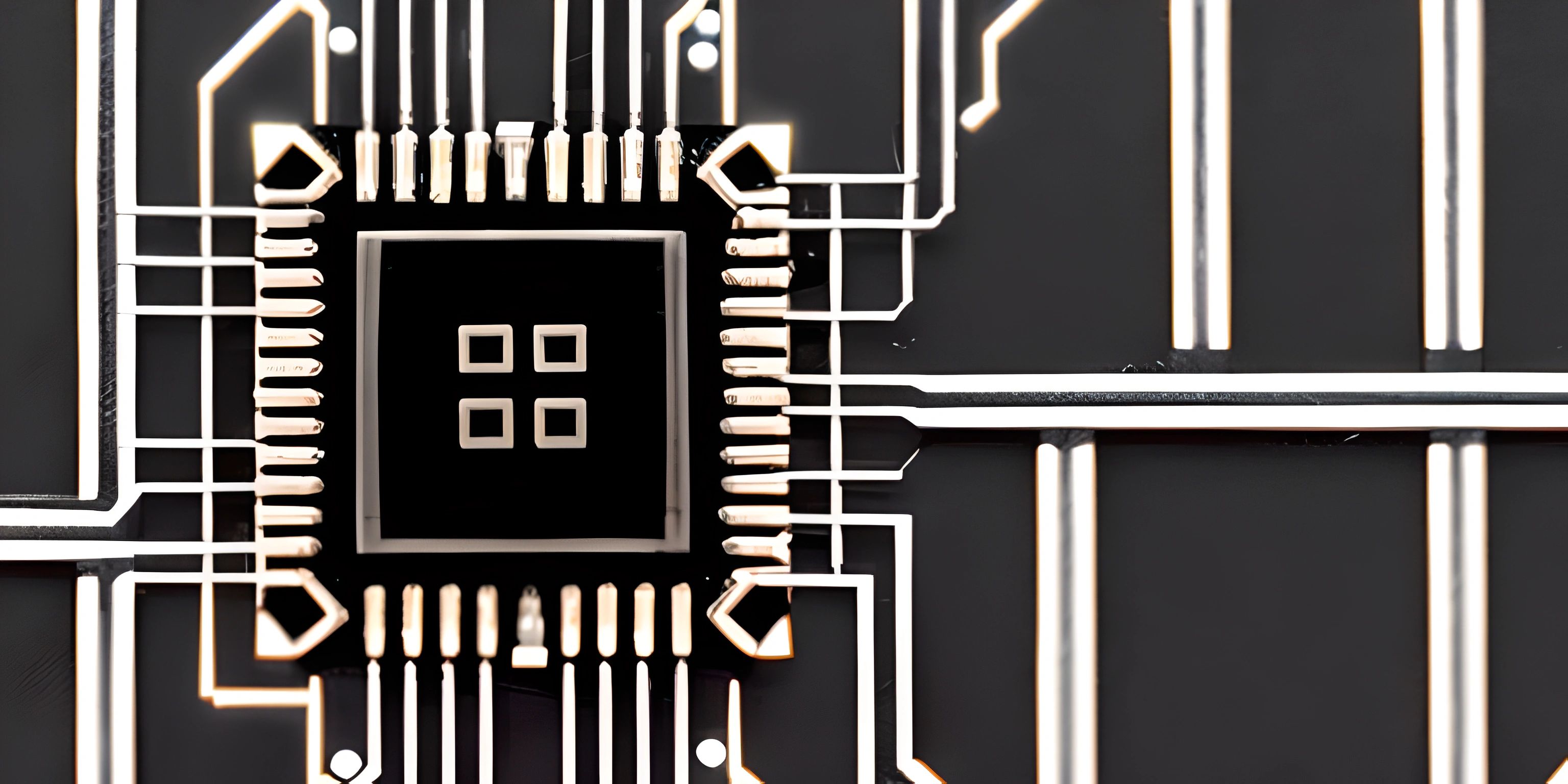a closeup image of a computer processor microproor unit in the background is an abstract white pattern