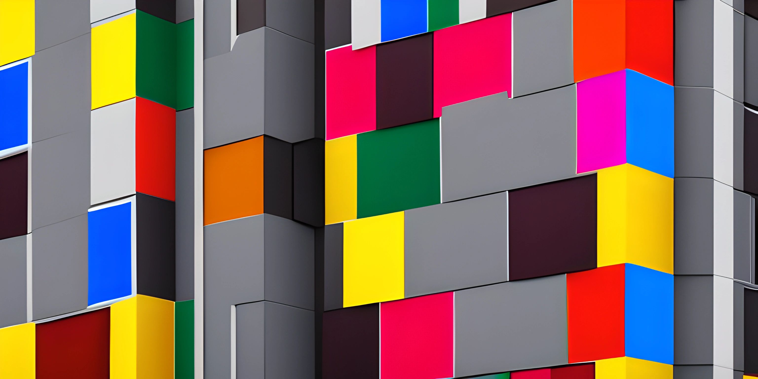 an artistic image of a multicolored building facade taken at the moment of completion