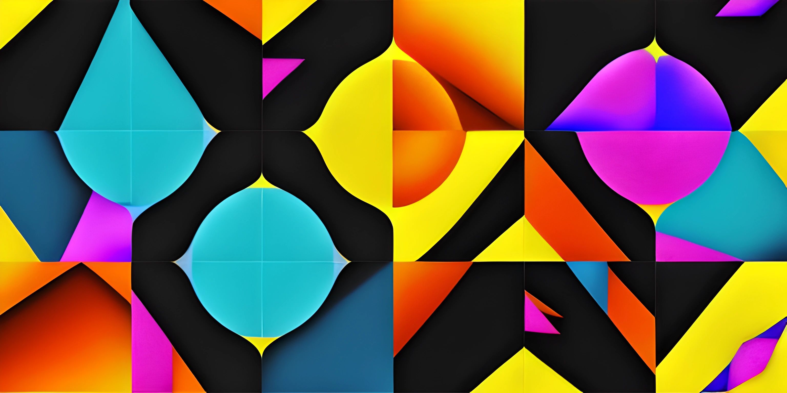 abstract colored shapes arranged in squares and hexagons with squares to the top