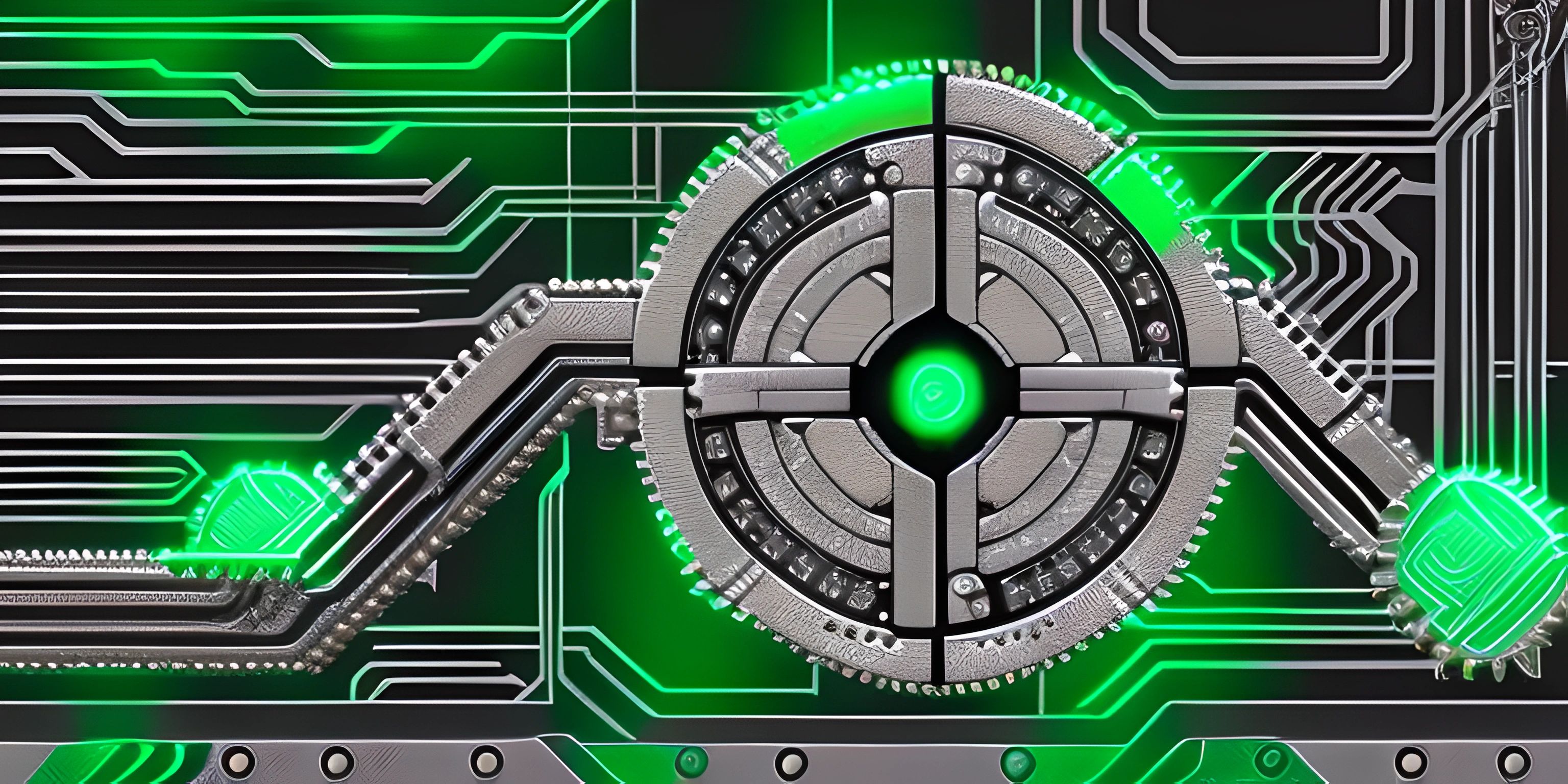 a clock that is on top of a green circuit board with some other green parts