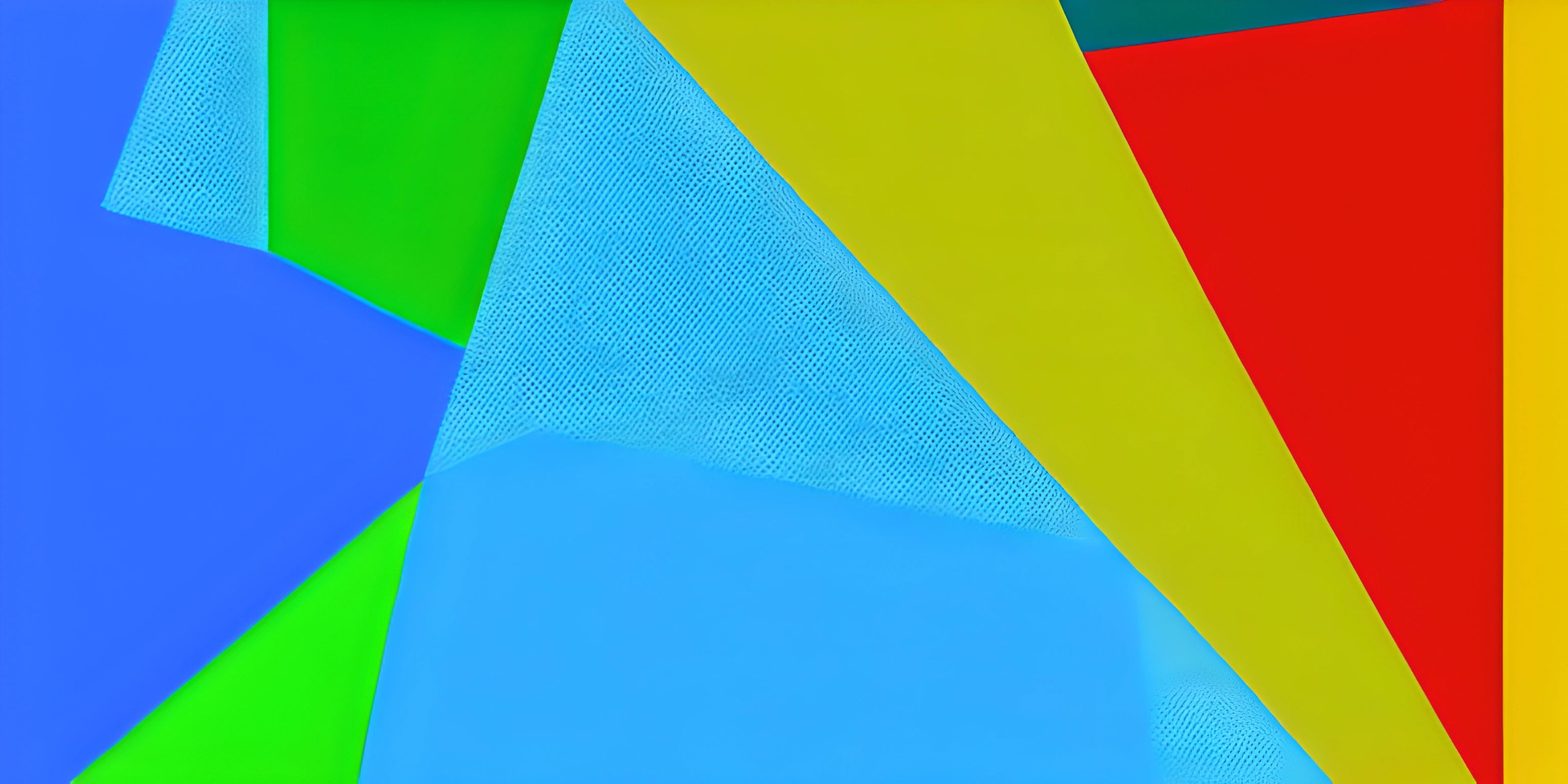 a yellow, blue and green abstract painting on display on a white tablet computer screen
