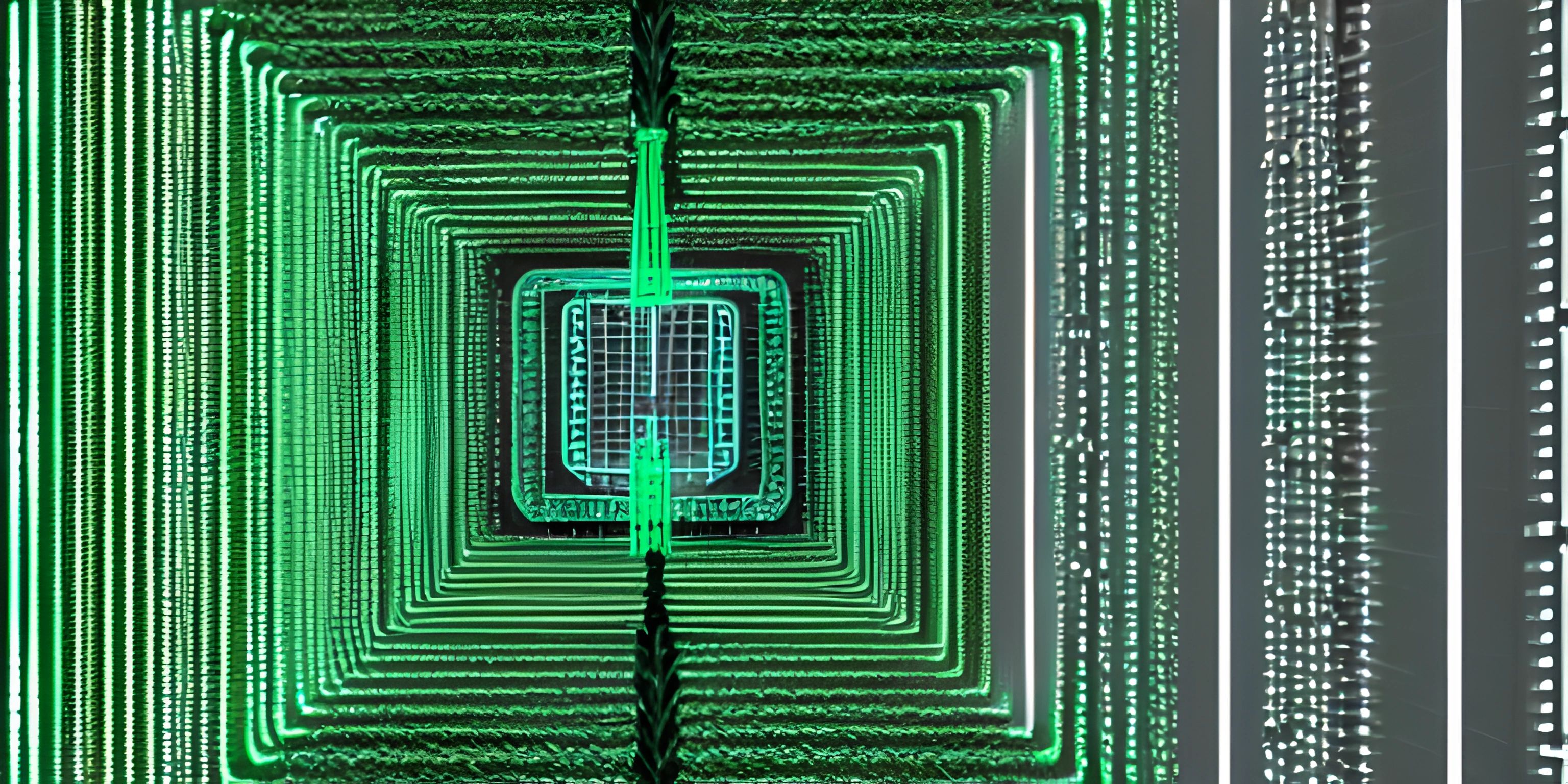 a group of green wires that are connected together to a building in a maze,