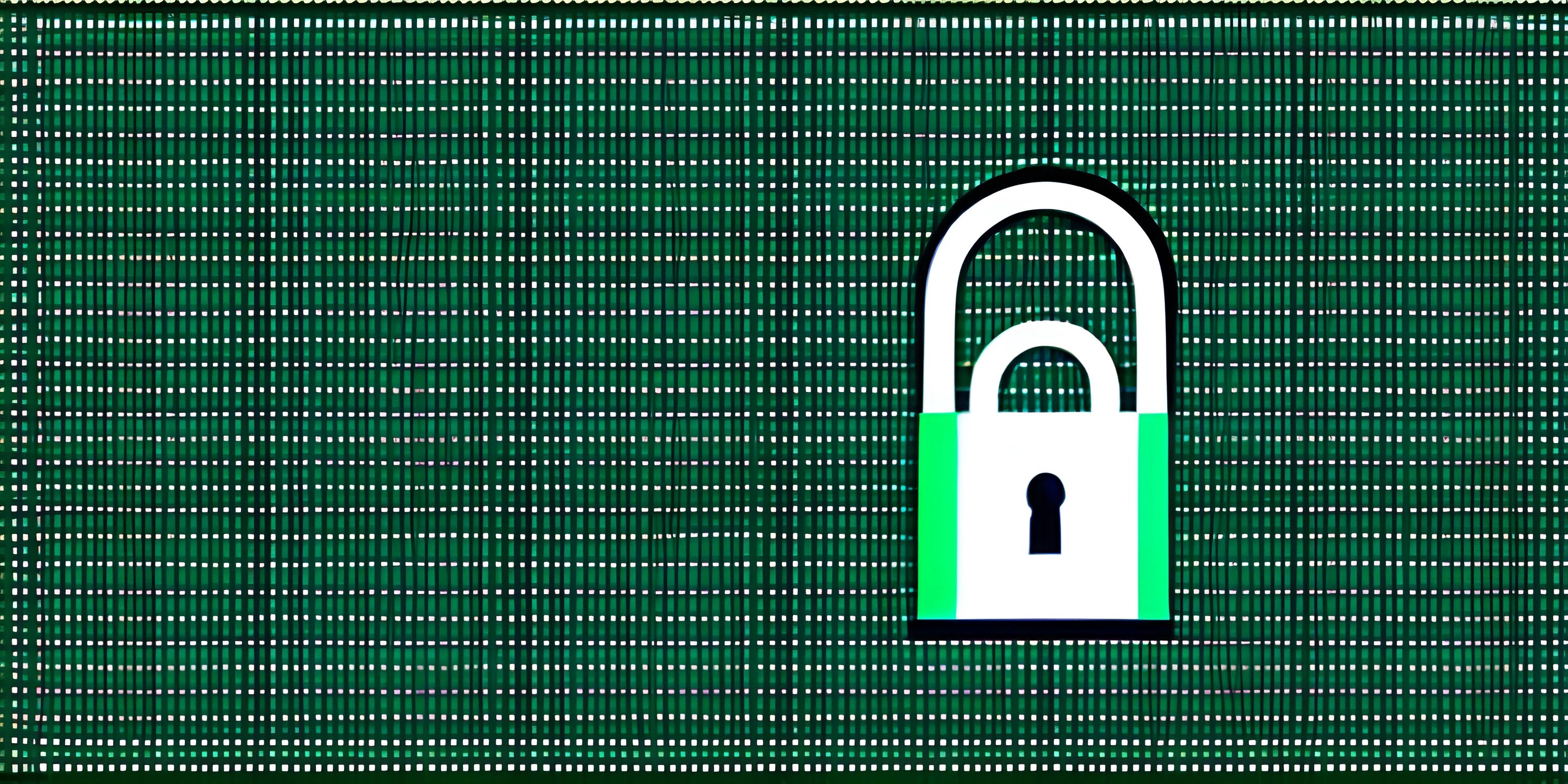 a padlock on top of a green screen with white numbers in the background and a black outline around it