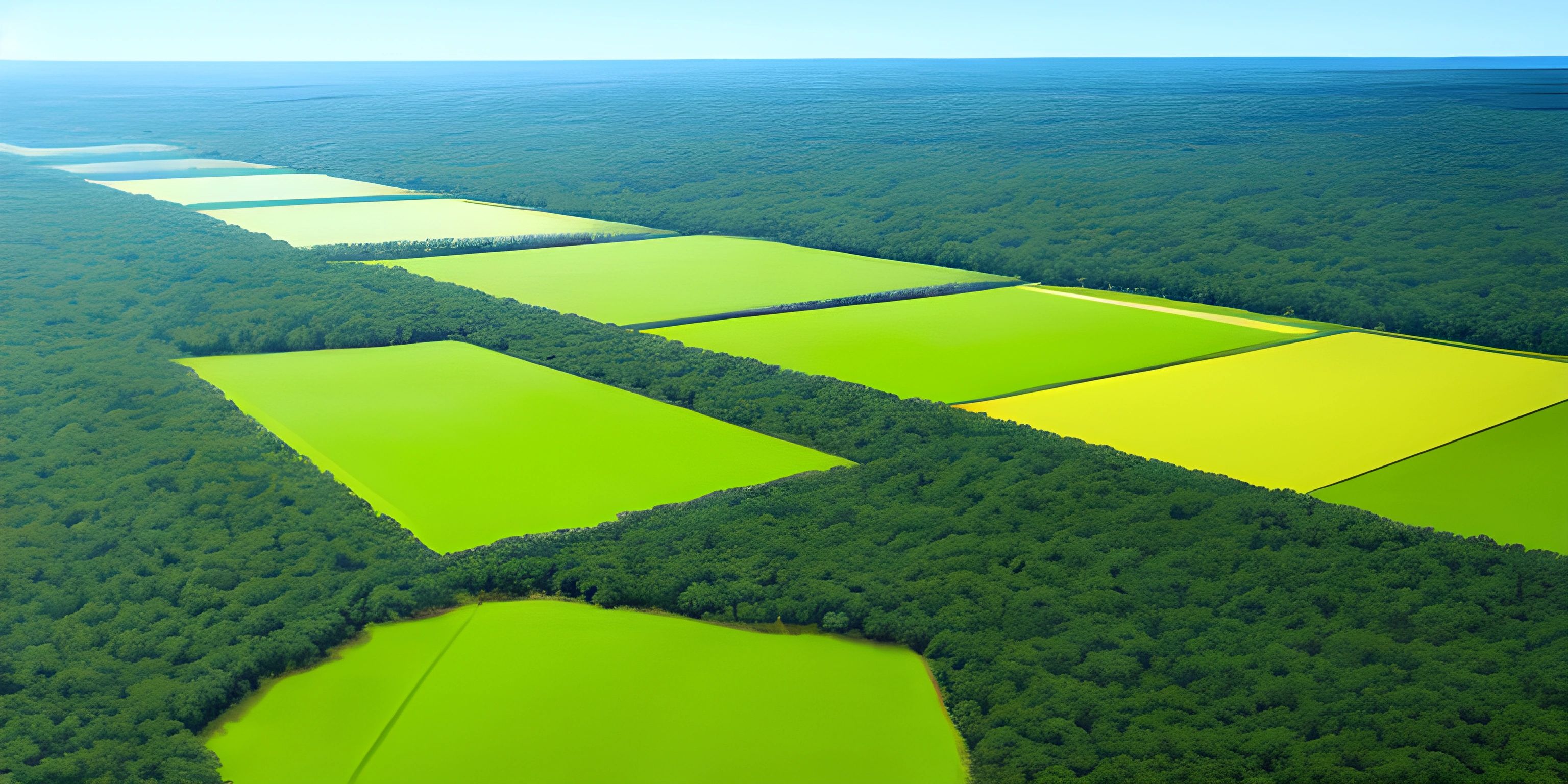 the trees are covered in bright green patches and grass are growing near different fields, with some are not visible