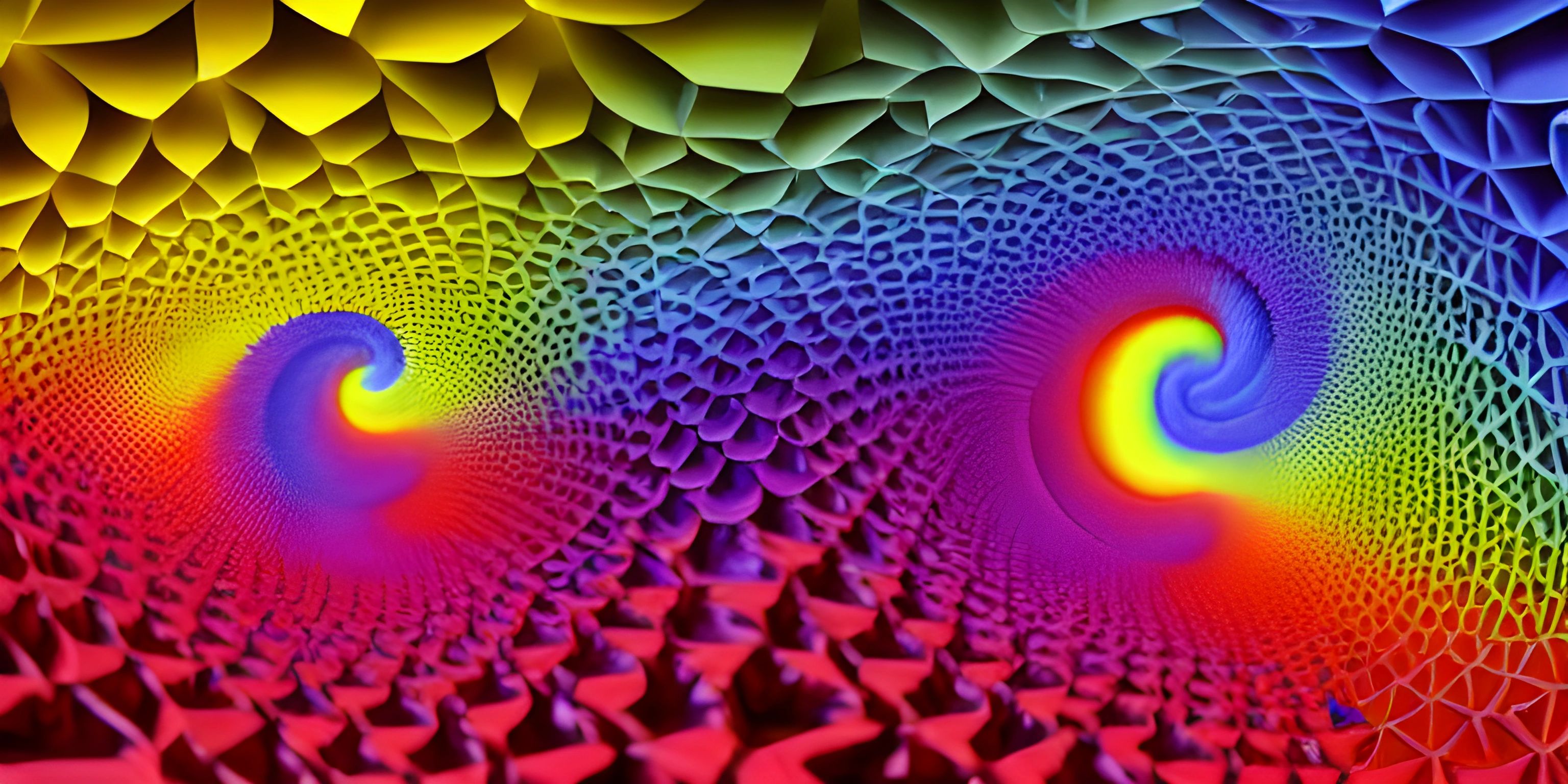 a colorful photo with multiple rainbow circles in it's center and a hole at the top