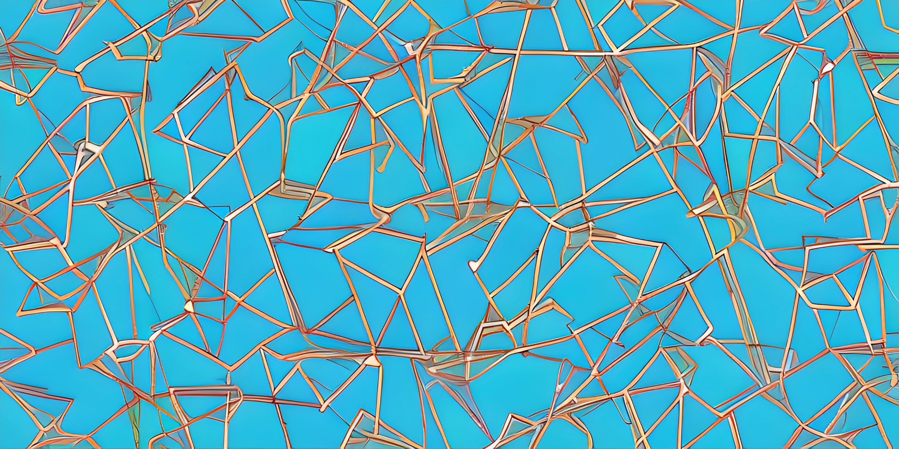 a bunch of pieces of metal on a table on a blue background surface with multiple lines