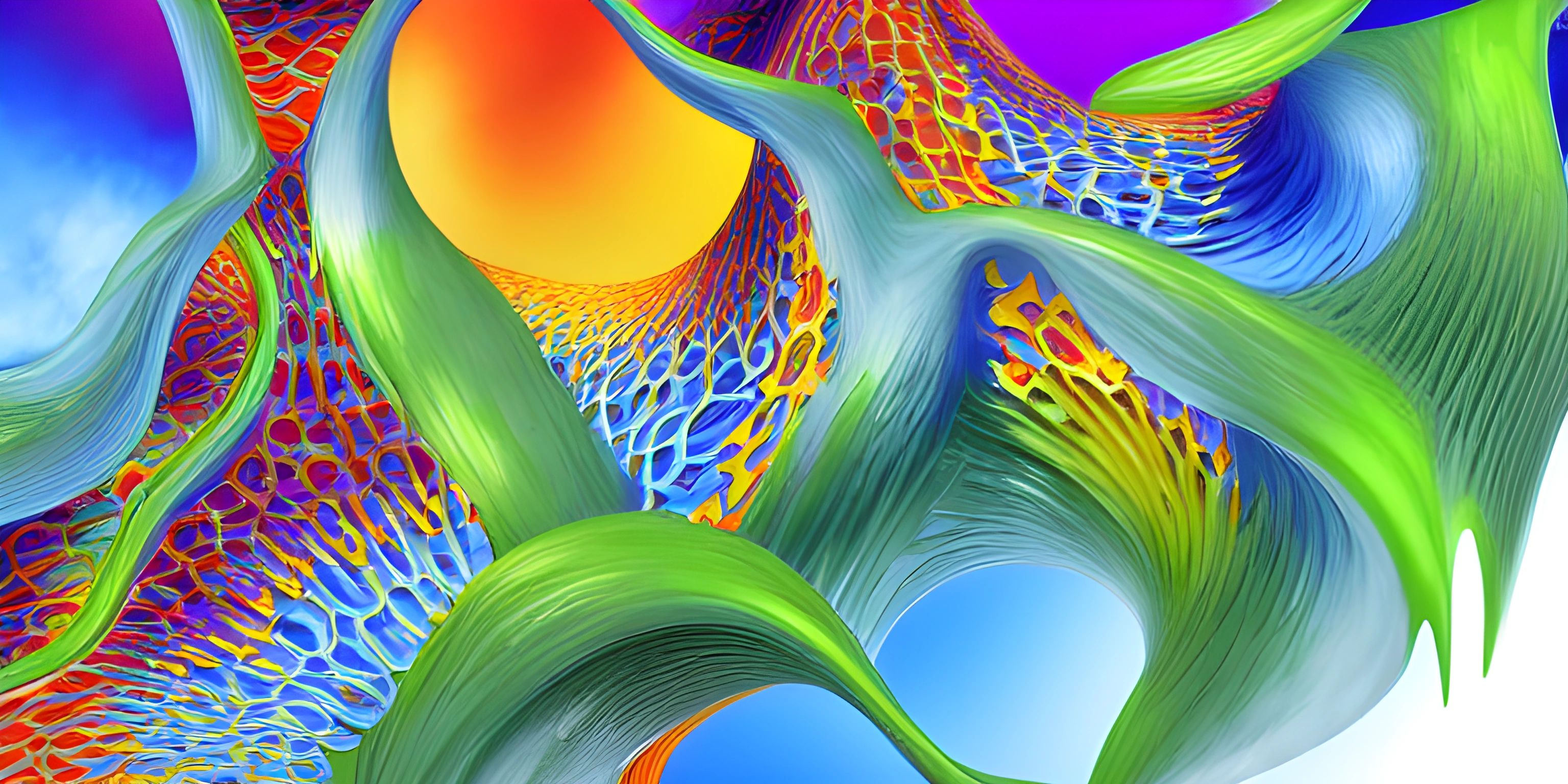 a computer generated abstract image of a plant and its petals and plants in different colors