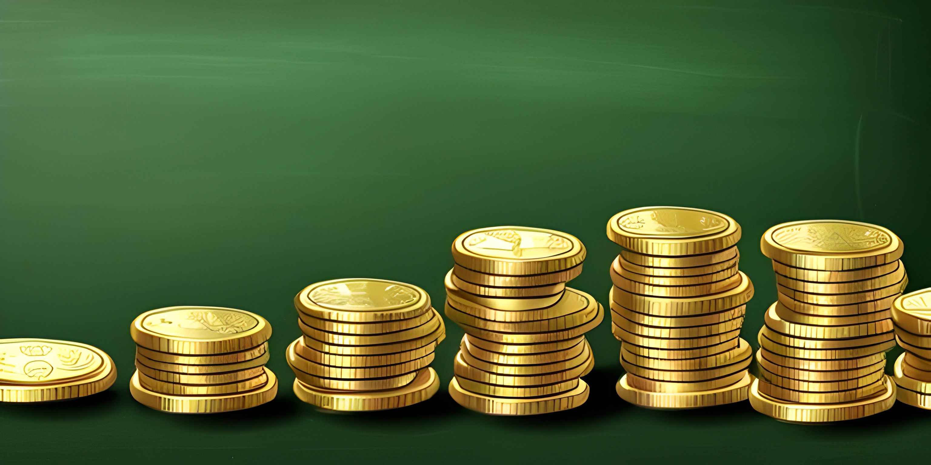 stack of coins sitting in front of a chalk board with a chalkboard in the back ground