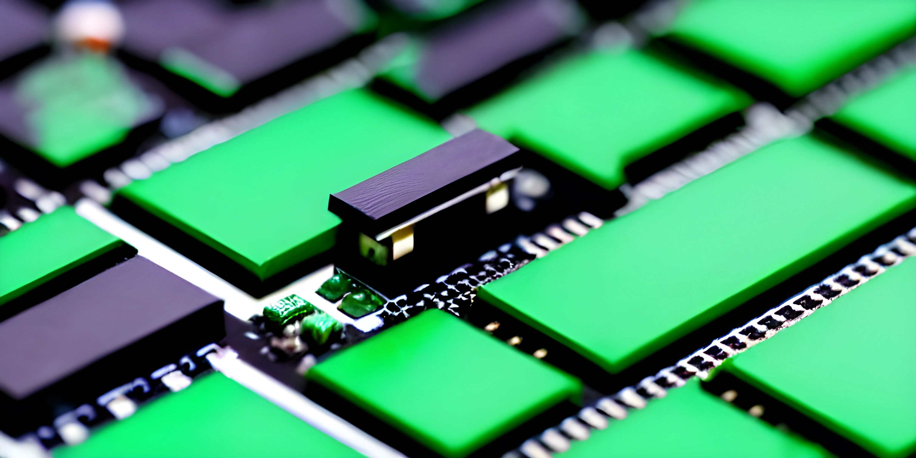 a few small green electronic components on top of a computer board for a desktop or mobile