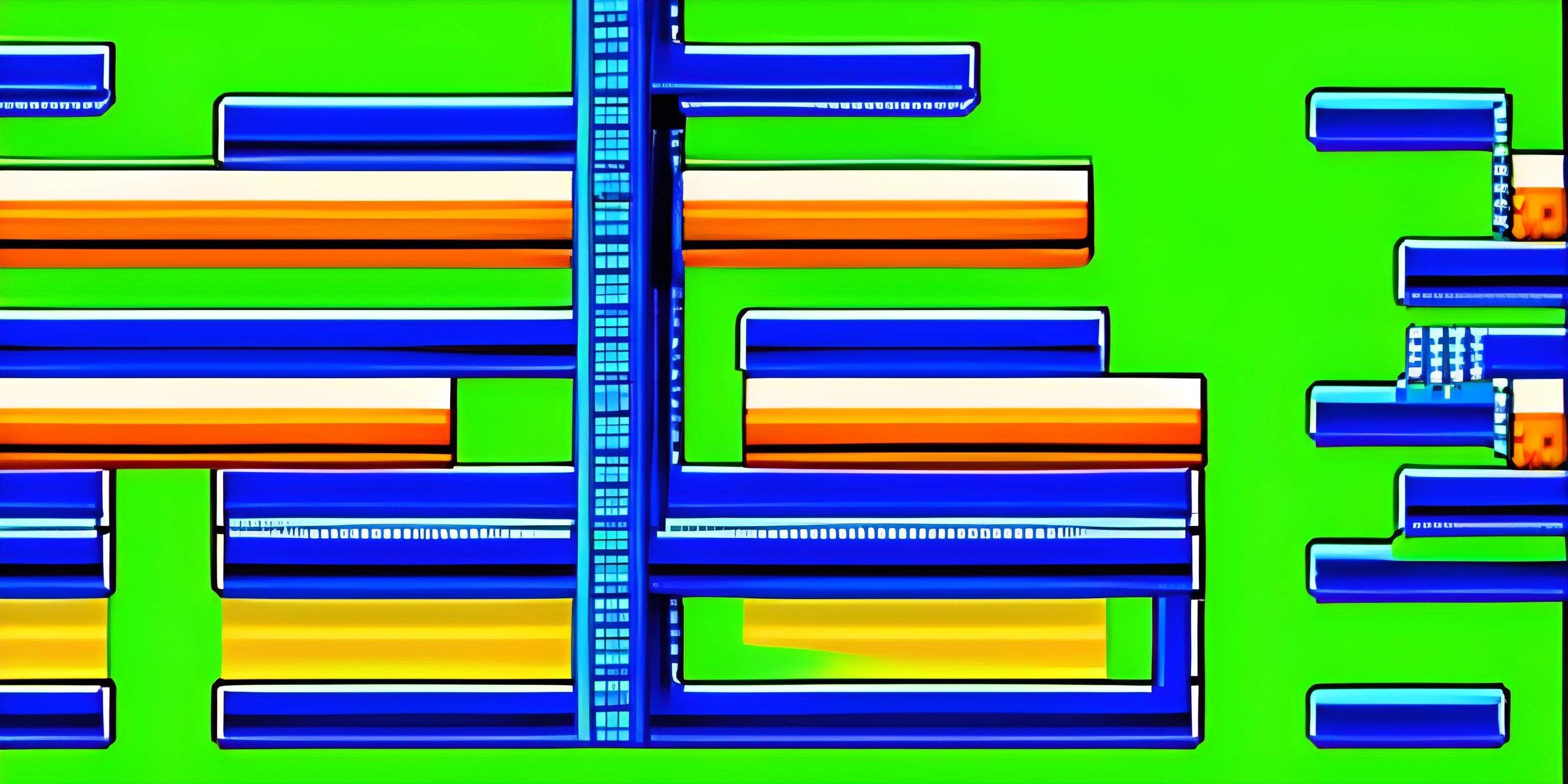 a set of multicolored screens of stairs and stairs on a green screen background