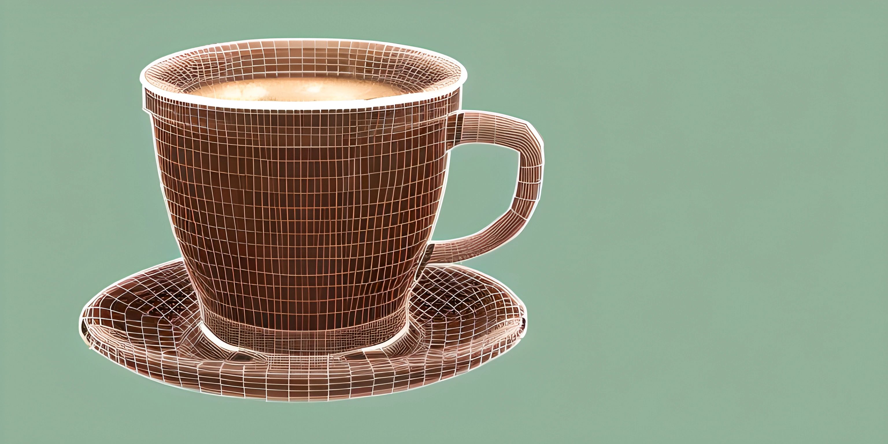 there is a cup of coffee in the 3d generated image by a computer mouse on a saucer