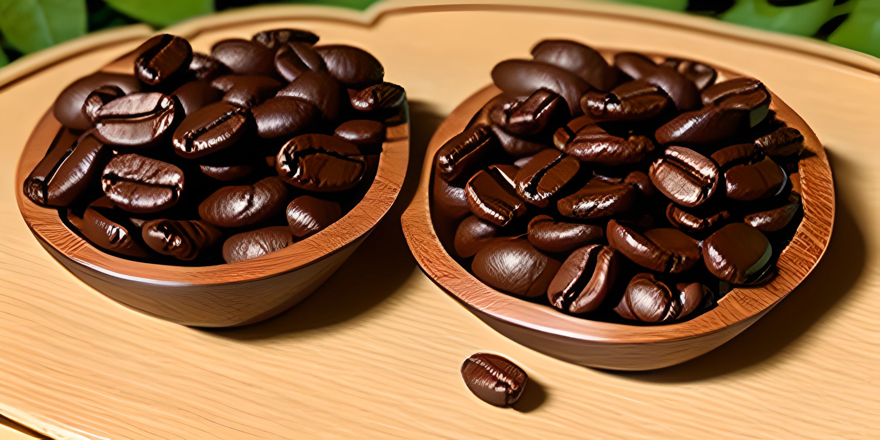 two bowls with chocolate beans in them and a bowl with chocolate nuts next to it