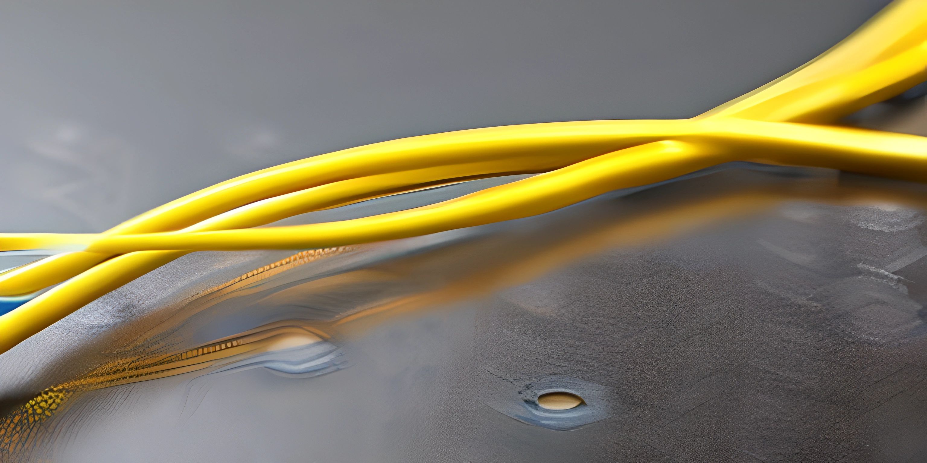 a pair of yellow wires connected to a laptop computer case and a cord of yellow