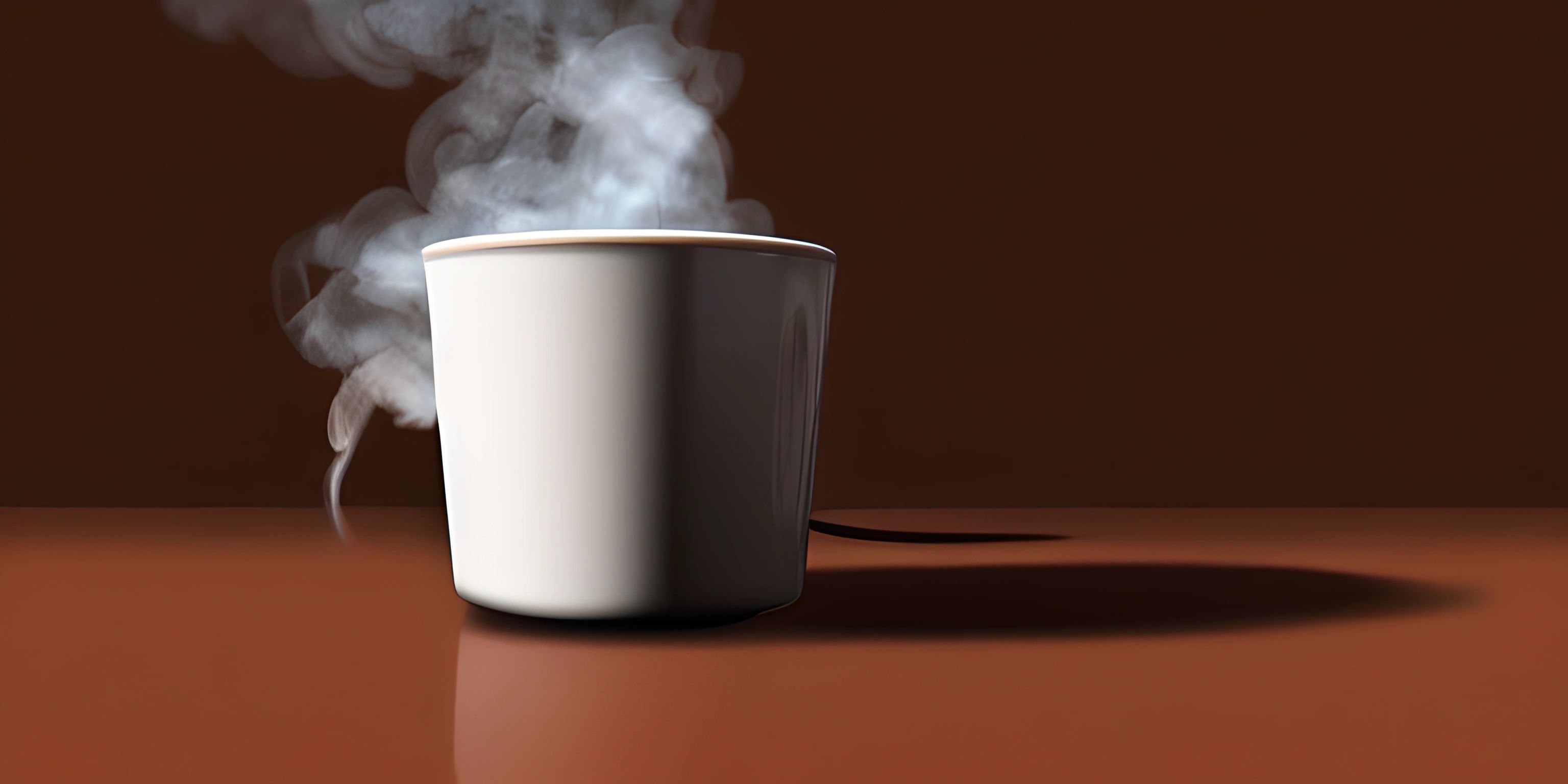 the steaming coffee cup looks like it is floating down into water while being heated or steam