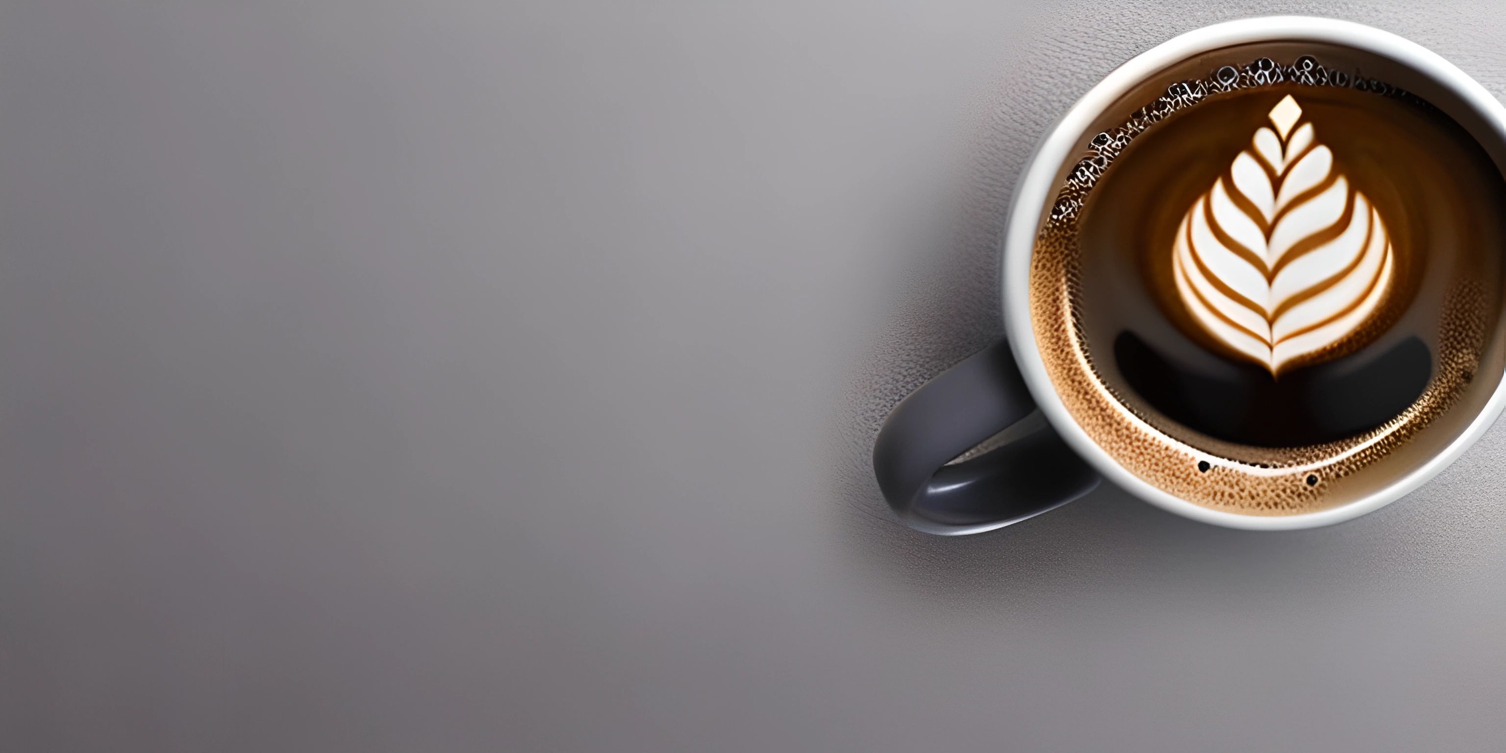 a coffee cup with the coffee leaf drawn on it is next to a spoon and an orange in the corner