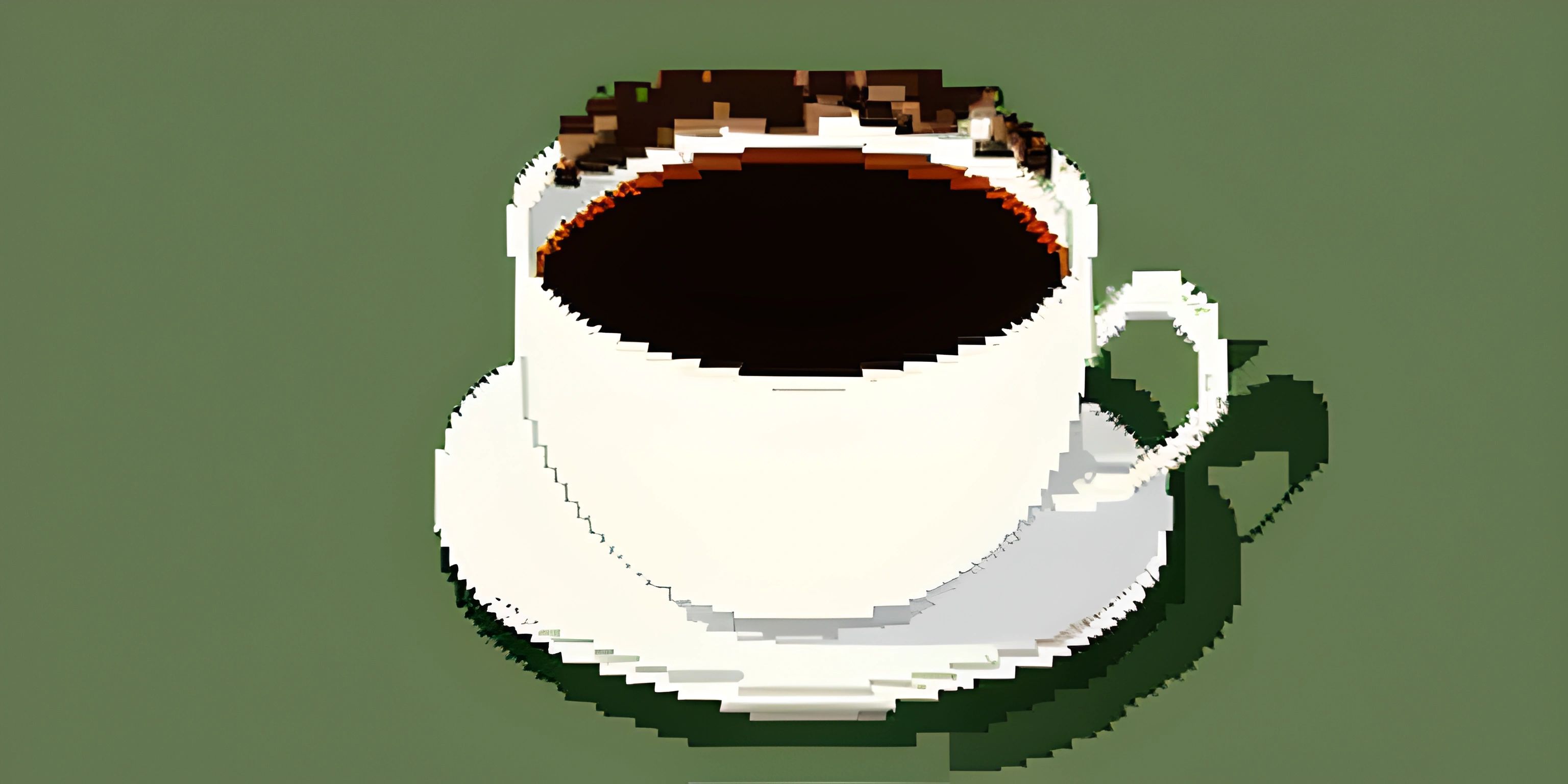 a coffee cup with a brown spot on top of it, sitting inside the shape of a half - circle
