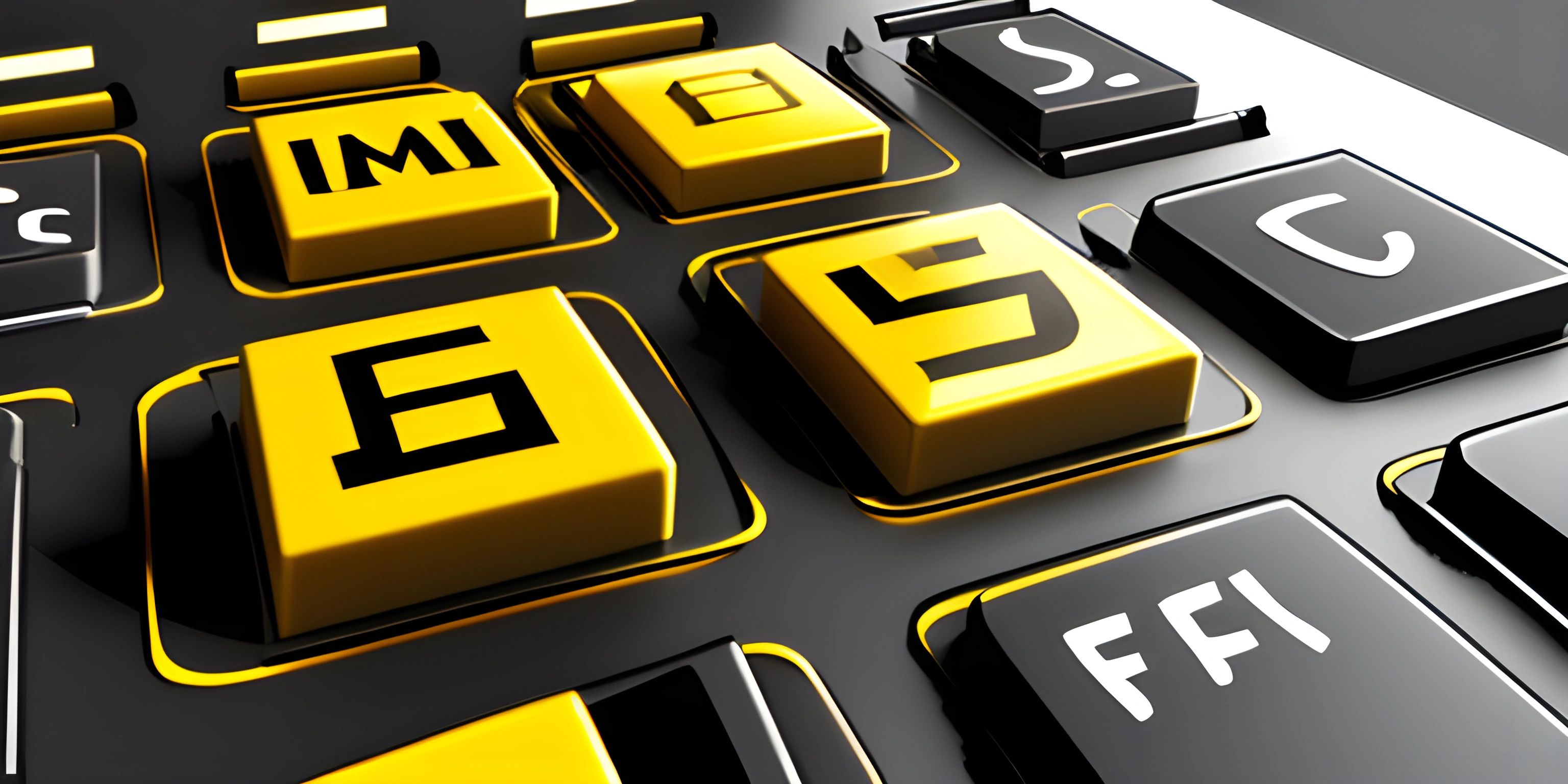 a keyboard with different letters on the top keyboard keys and a yellow keypad that says time