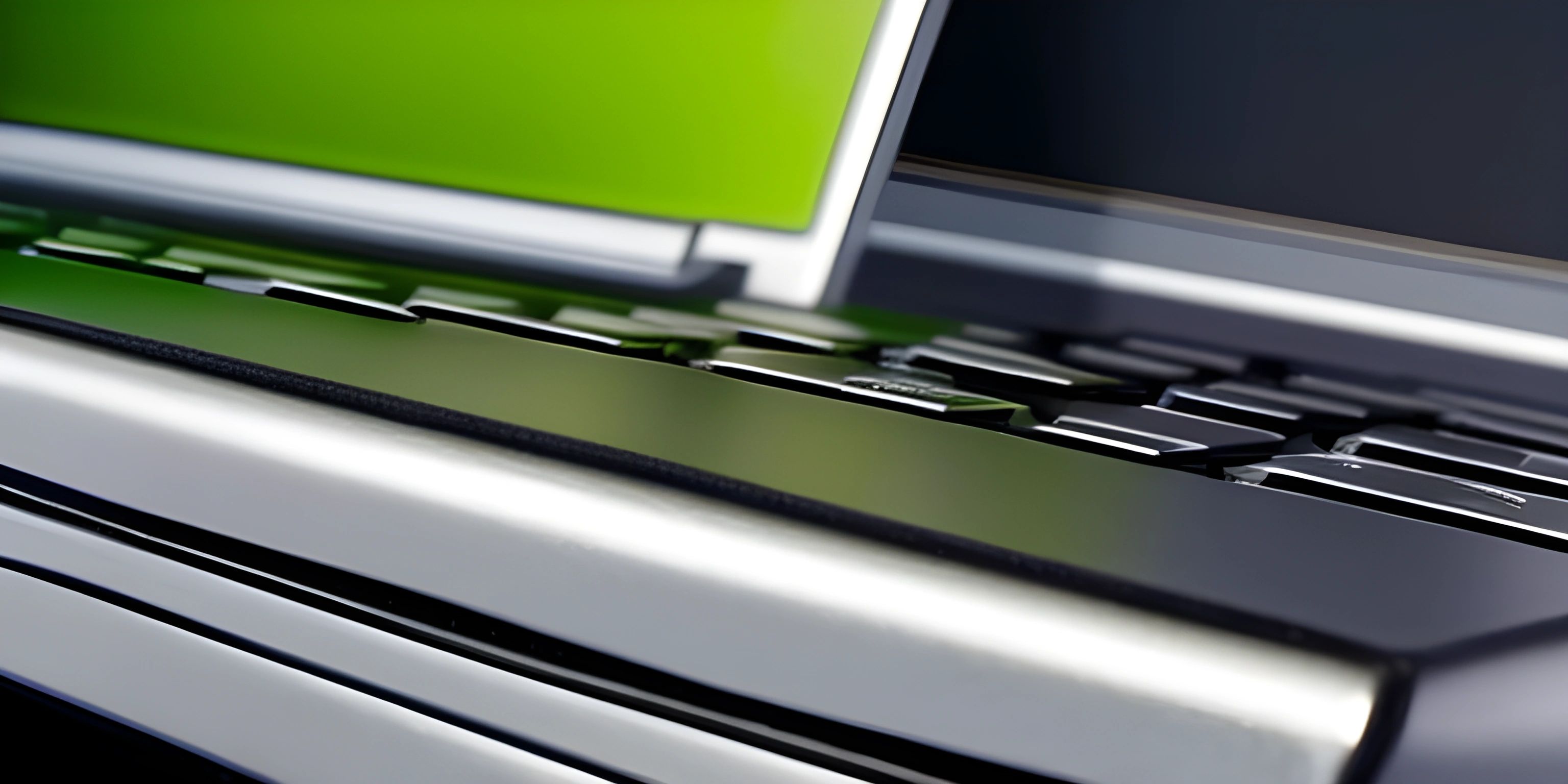 two computers that are sitting side by side in front of a screen with an open window