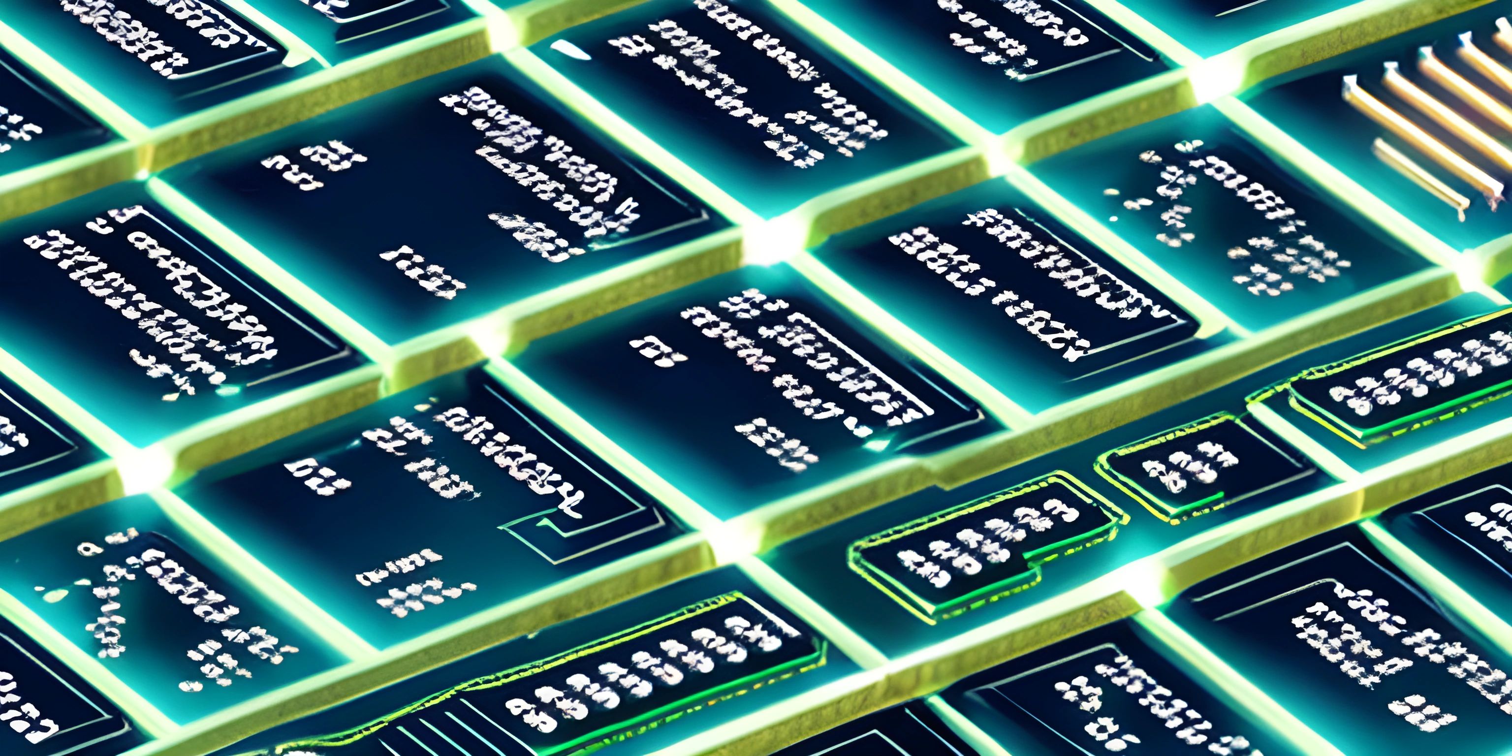 close up of rows of different colored buttons on a computer chip system display of numbers