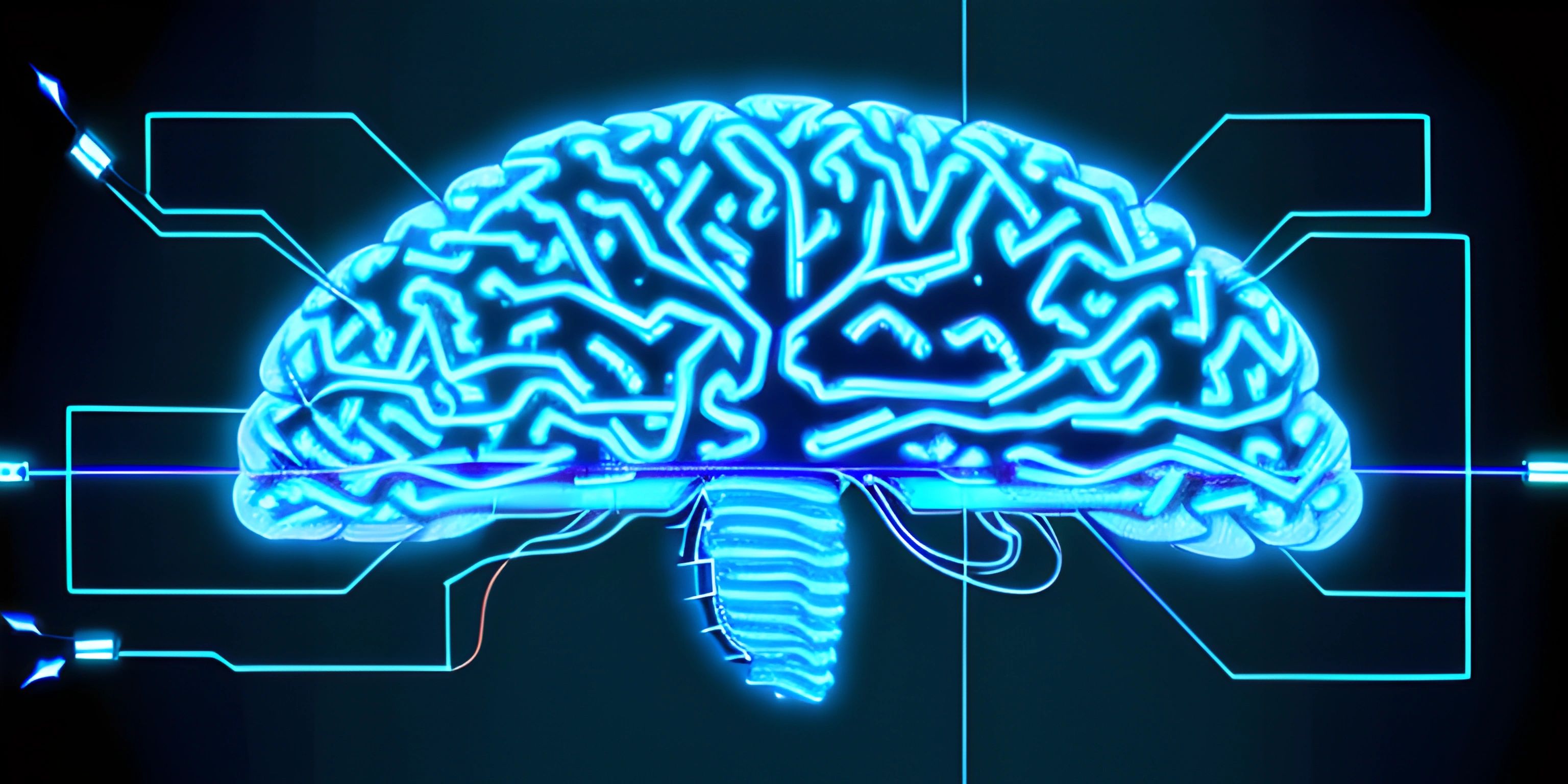 an artificial brain with its electronic circuit in the background, and some information written below