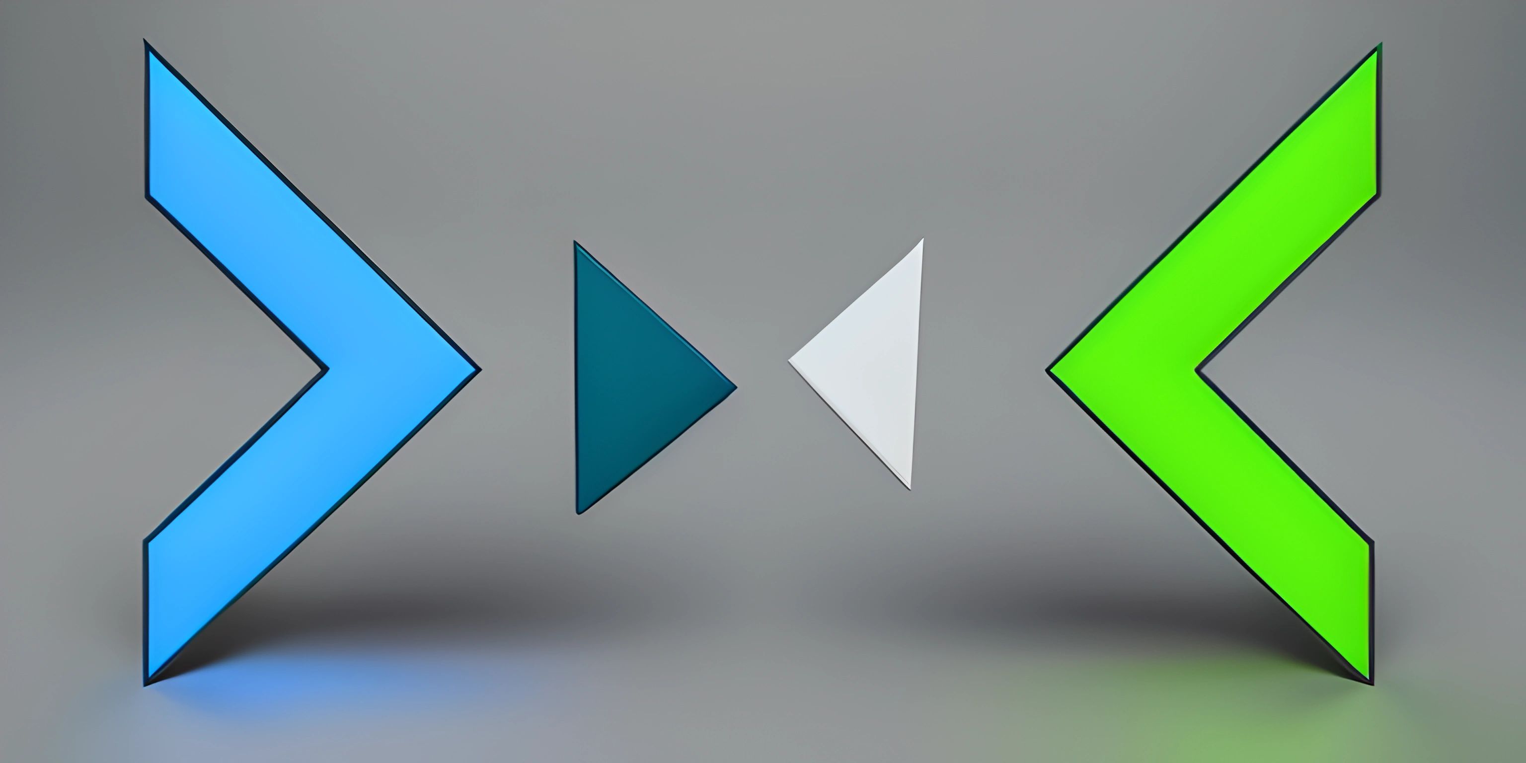 two green and blue arrows with one light turned on, the other pointing towards something