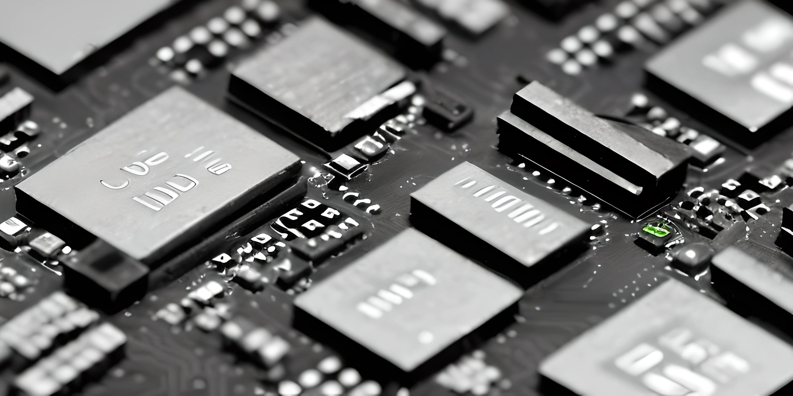 electronic components layed out on a surface for use in a black and white photo