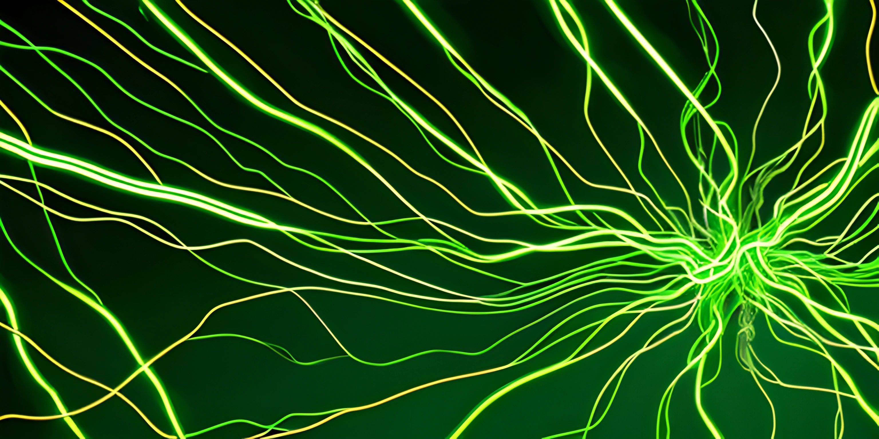 an illuminated image of a plant with its branches glowing green, green and yellow as well