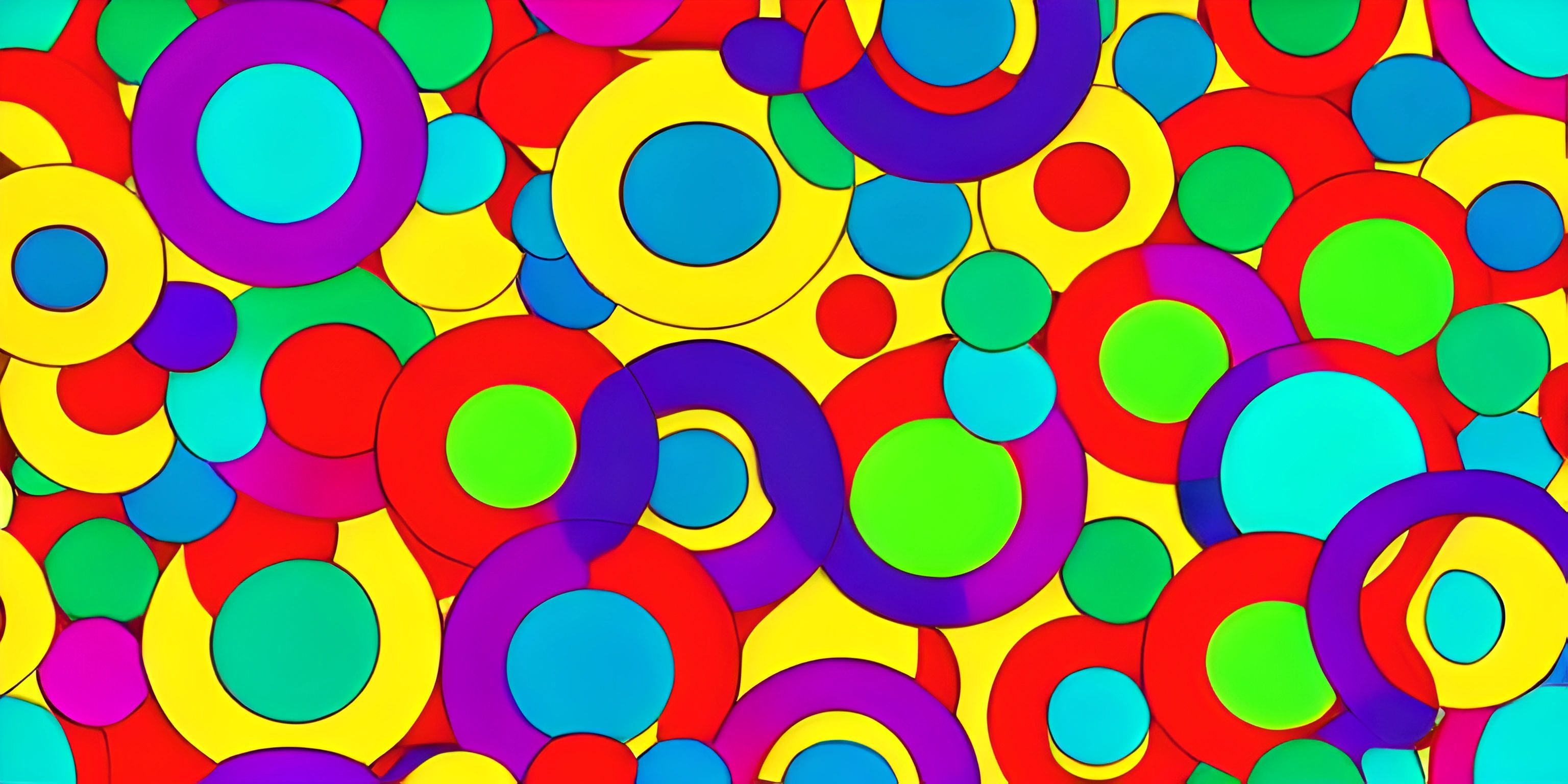 a colorful abstract design with various colors and shapes on it - in a multi - color pattern, including circles and lines