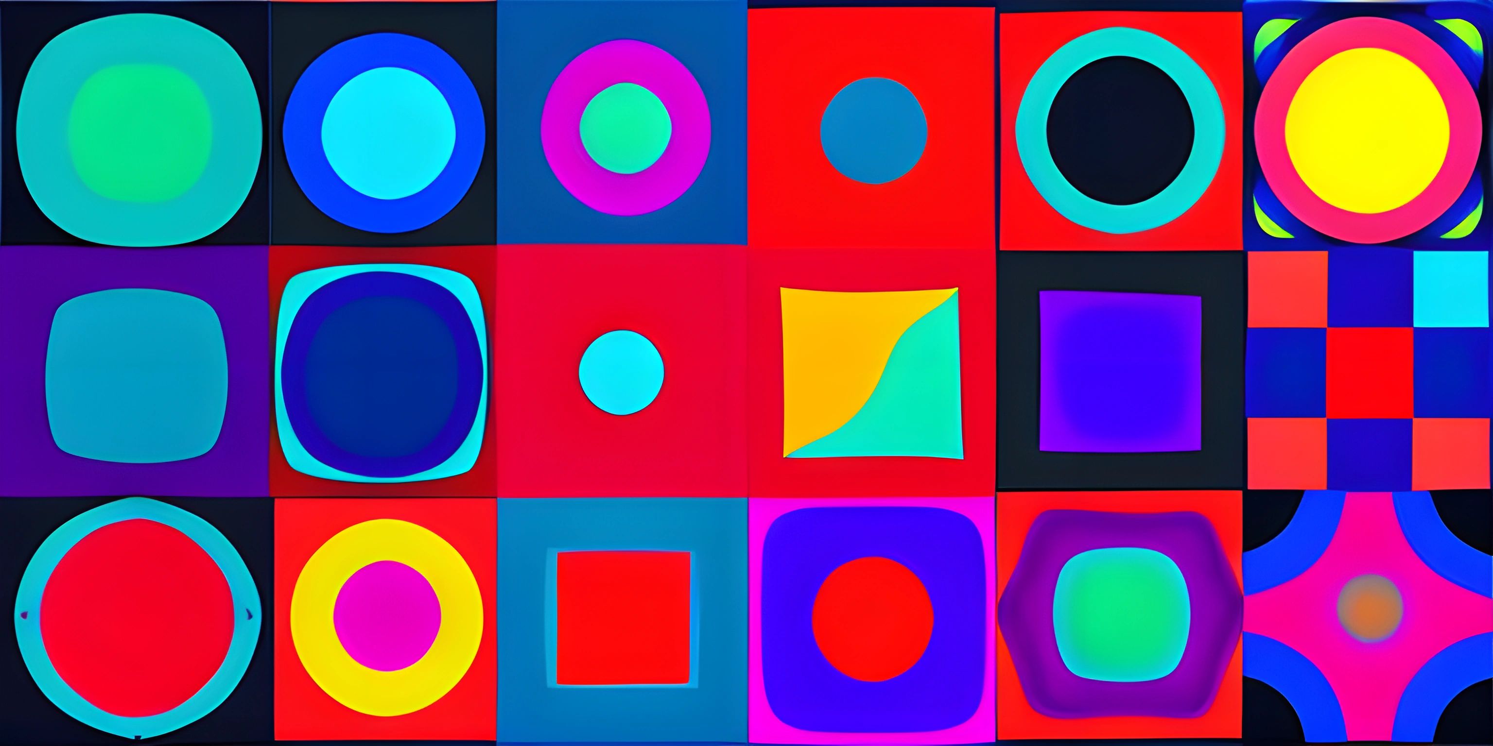 multiple different colored squares with a small hole in one side of the one to the other