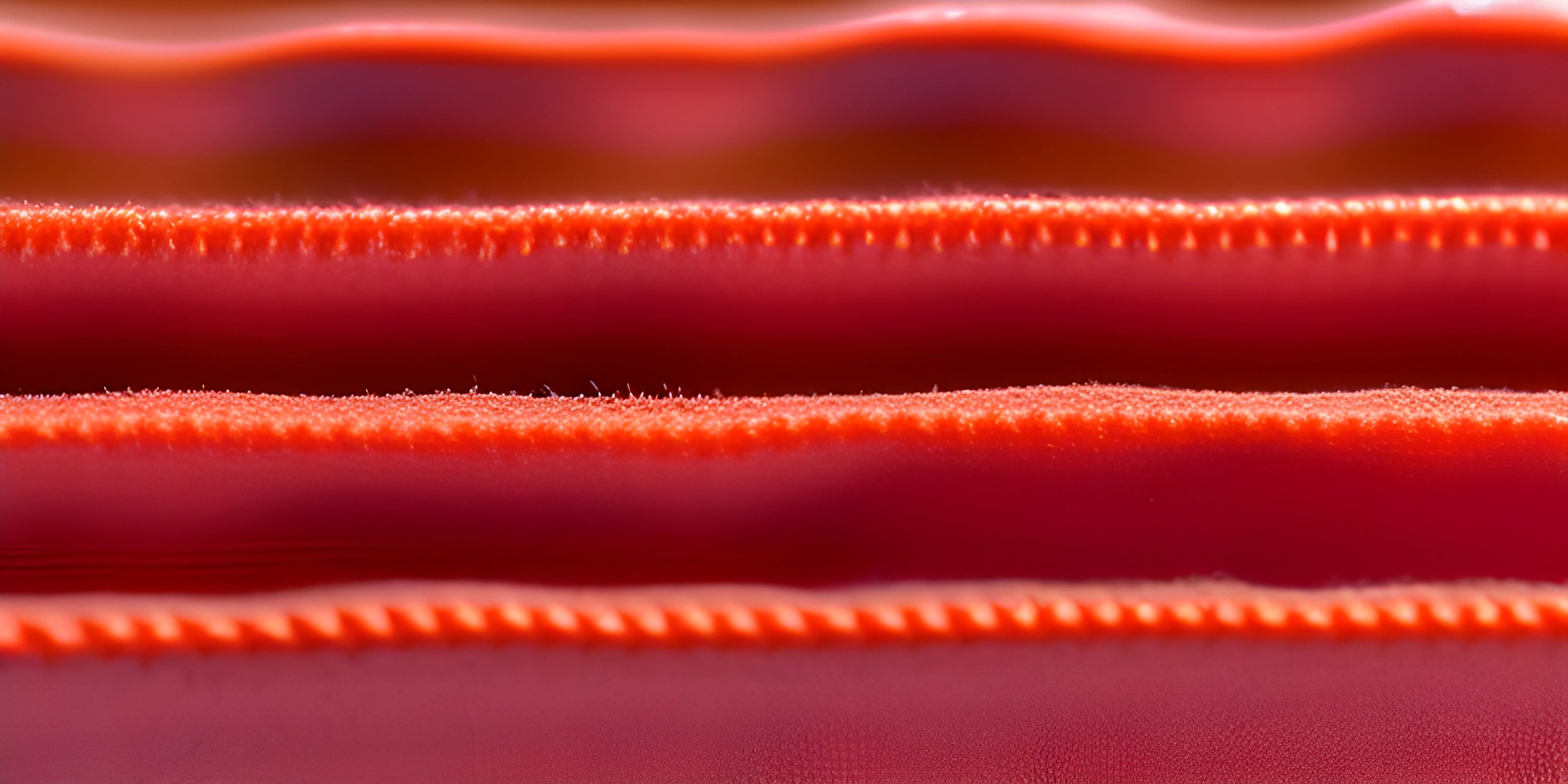 red tubes are arranged to form small circles on top of each other, with a pink background