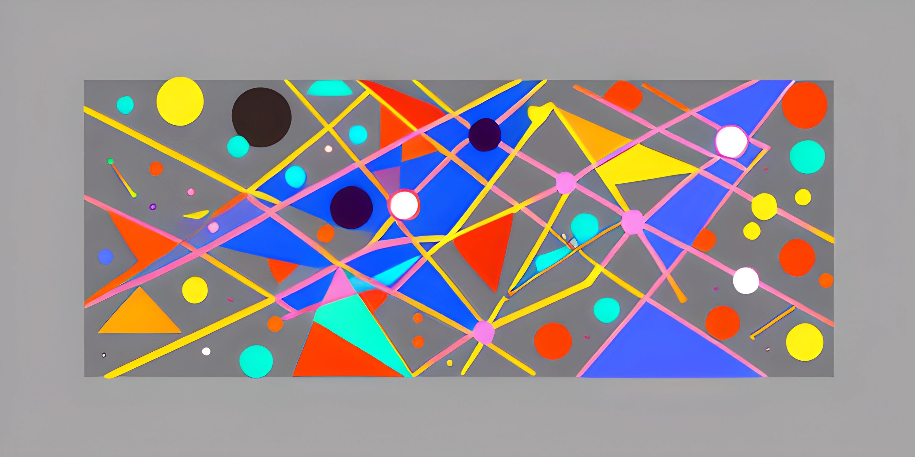 the painting depicts a multicolored piece of art that has geometric shapes on it