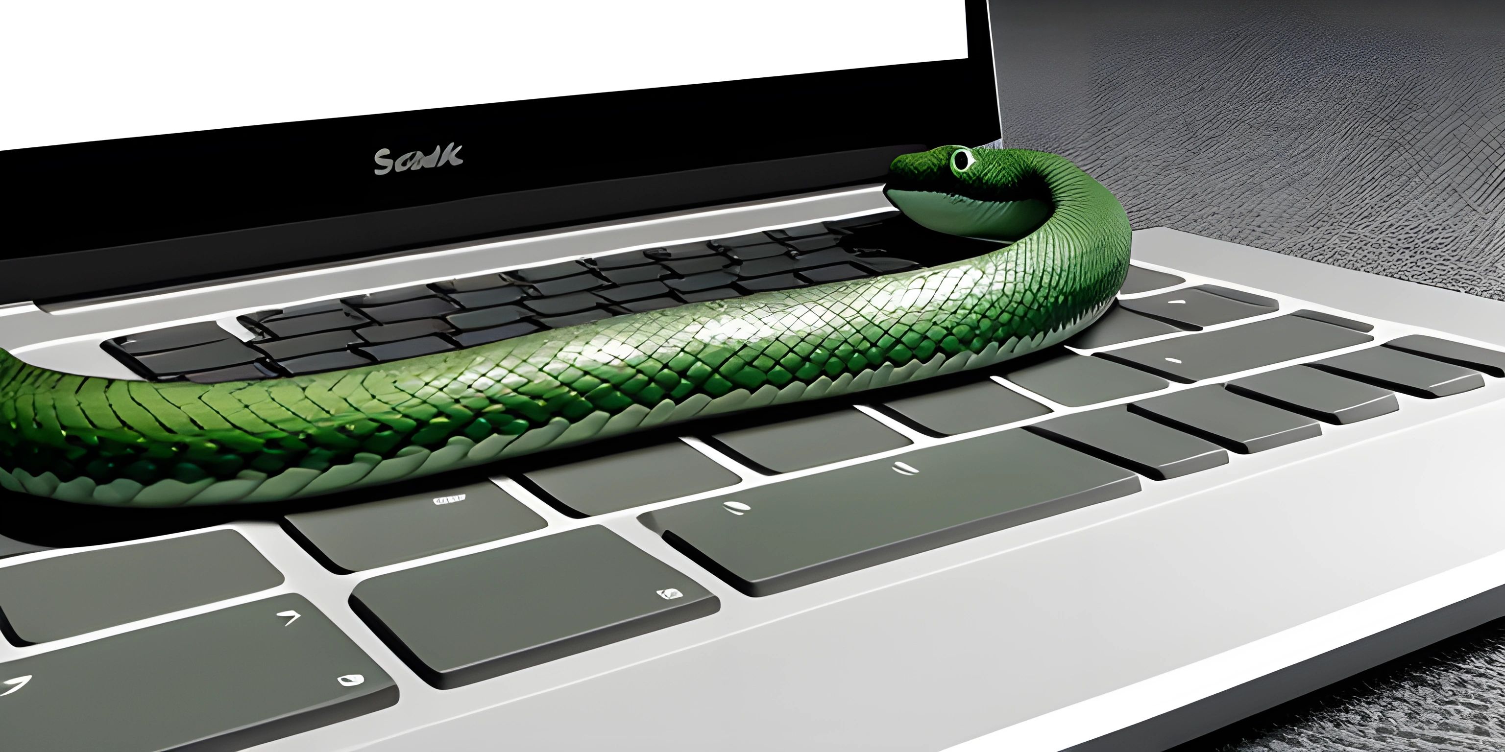 a green dragon sitting on the keyboard of a laptop computer that is open with a keypad