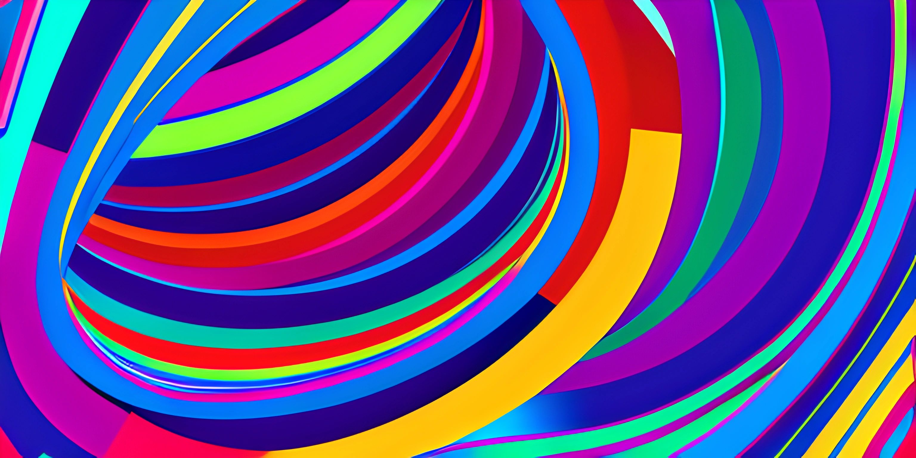 multicolored abstract painting of various curved curves on black background with diagonal lighting effect