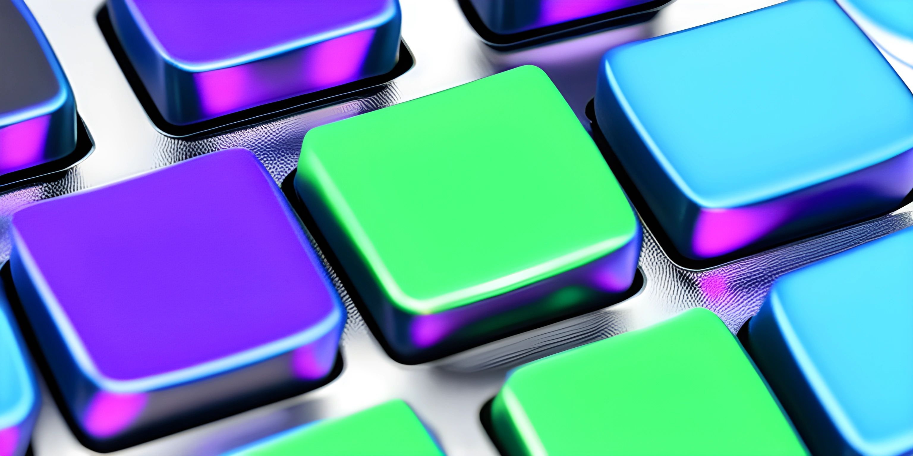 there are several blue and green keyboards that is different colors and sizes on this keyboard