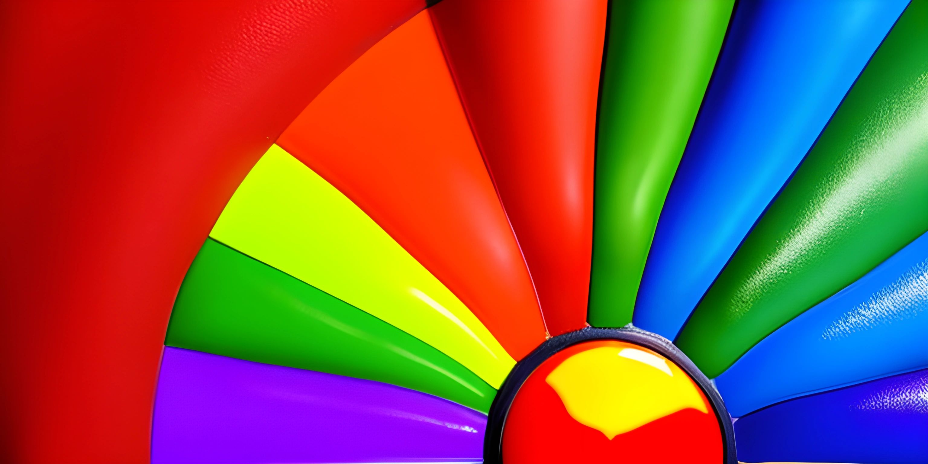 a colorful plastic wheel with lots of different colors on it's side and a black disc