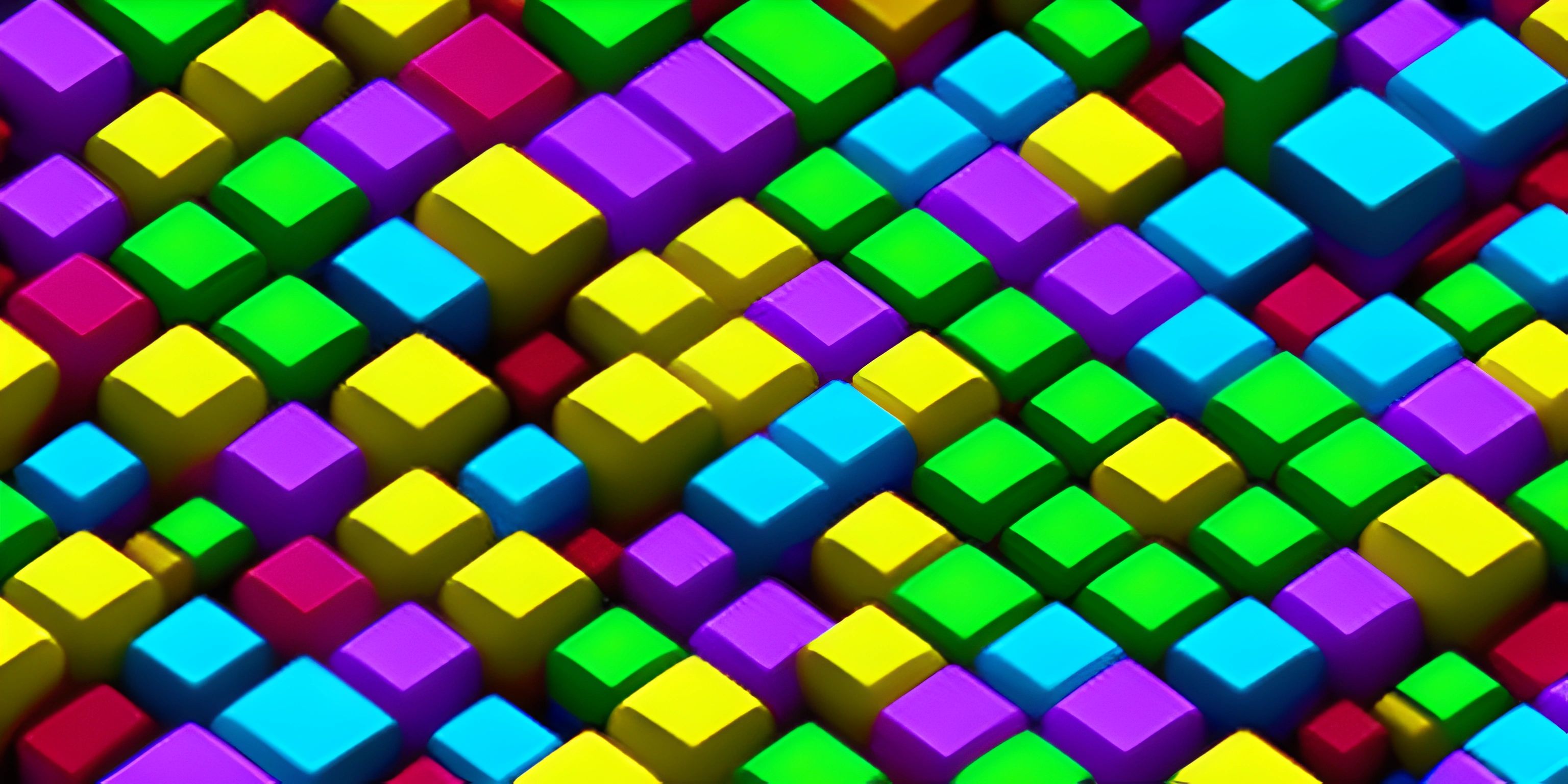 several multicolored squares are being displayed on the surface of a wall or floor