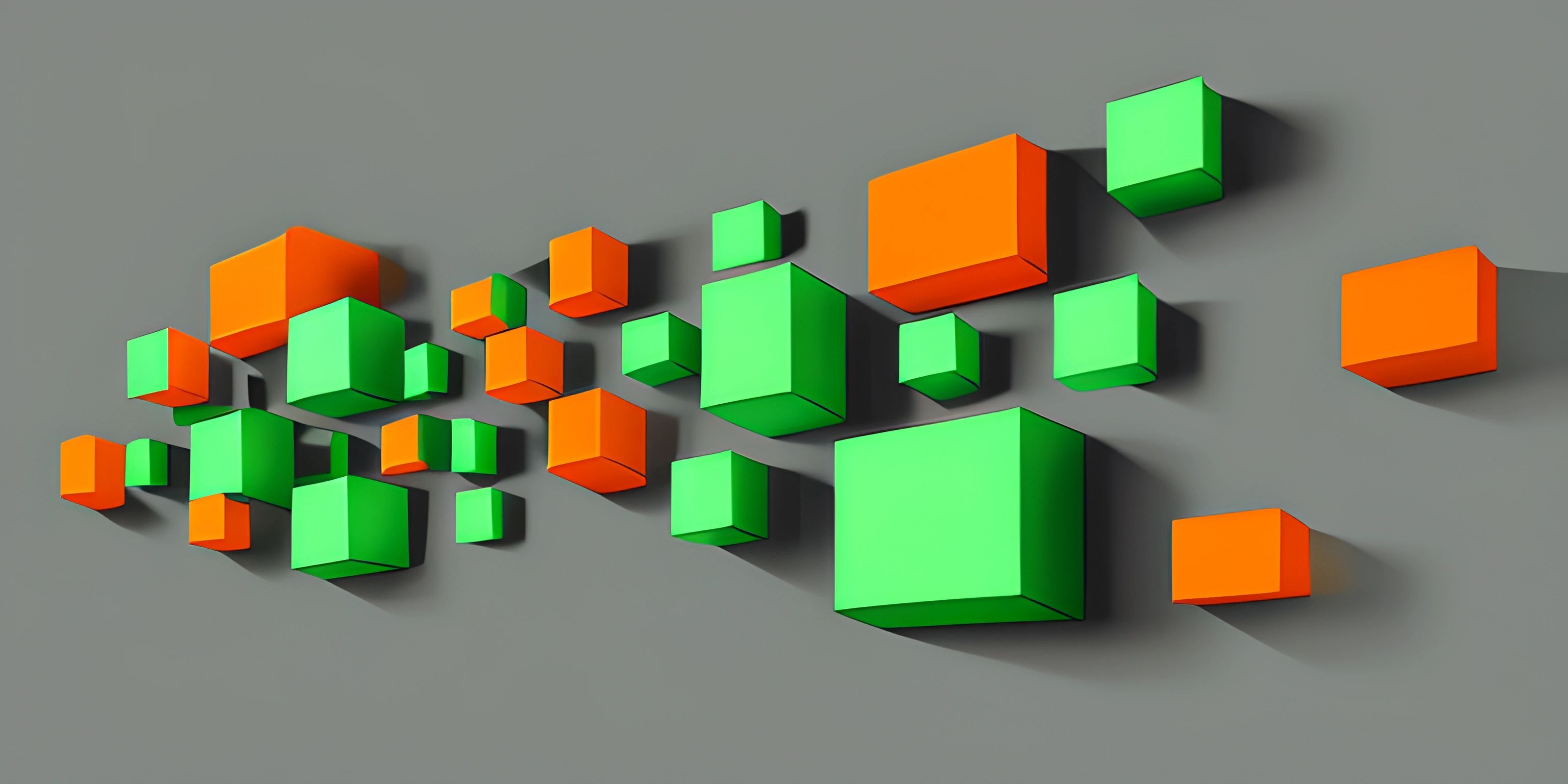 a group of cubes hanging on the wall in the process of being rendered and assembled