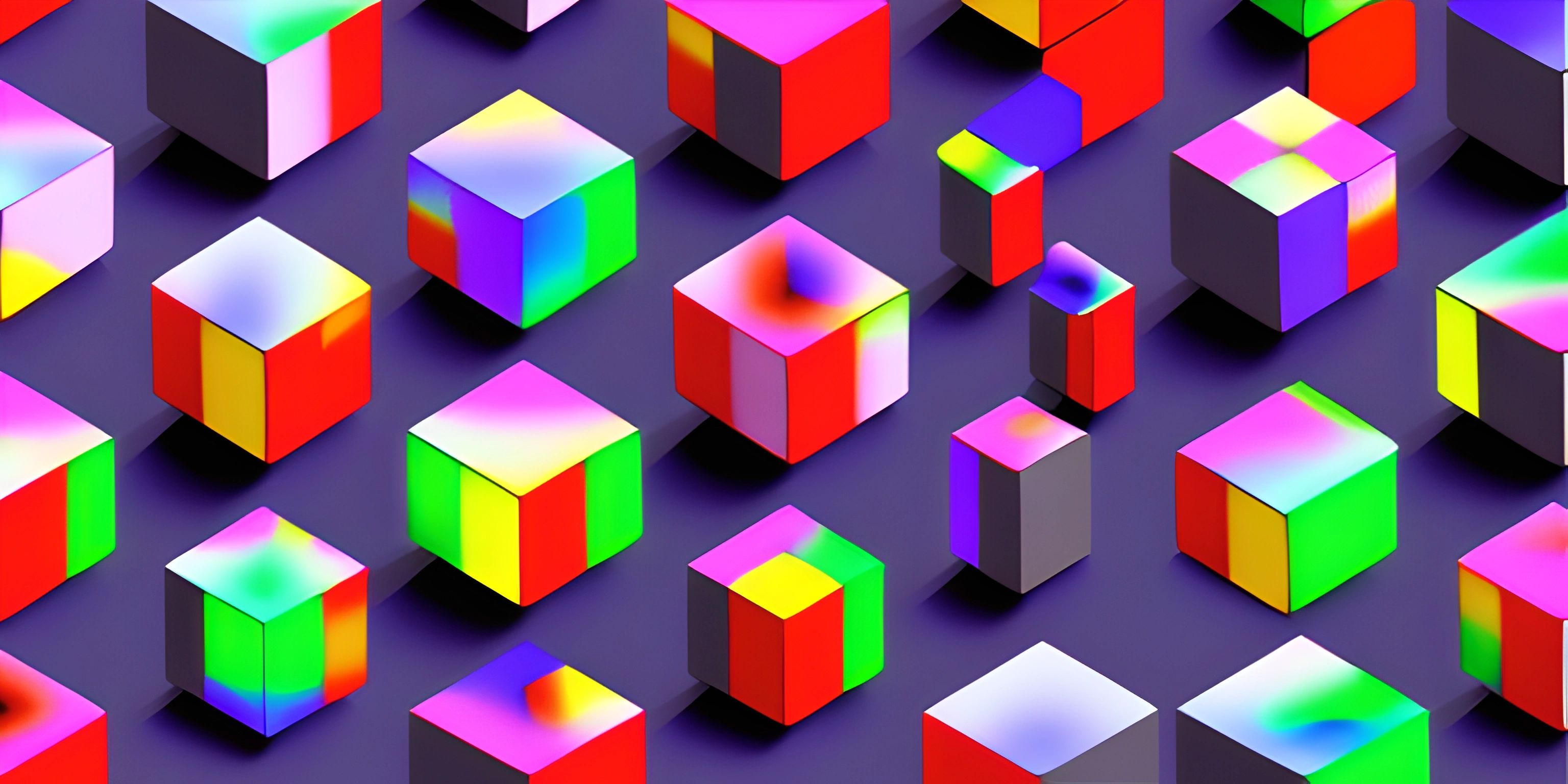 a lot of brightly colored cubes stacked on top of each other in different colors