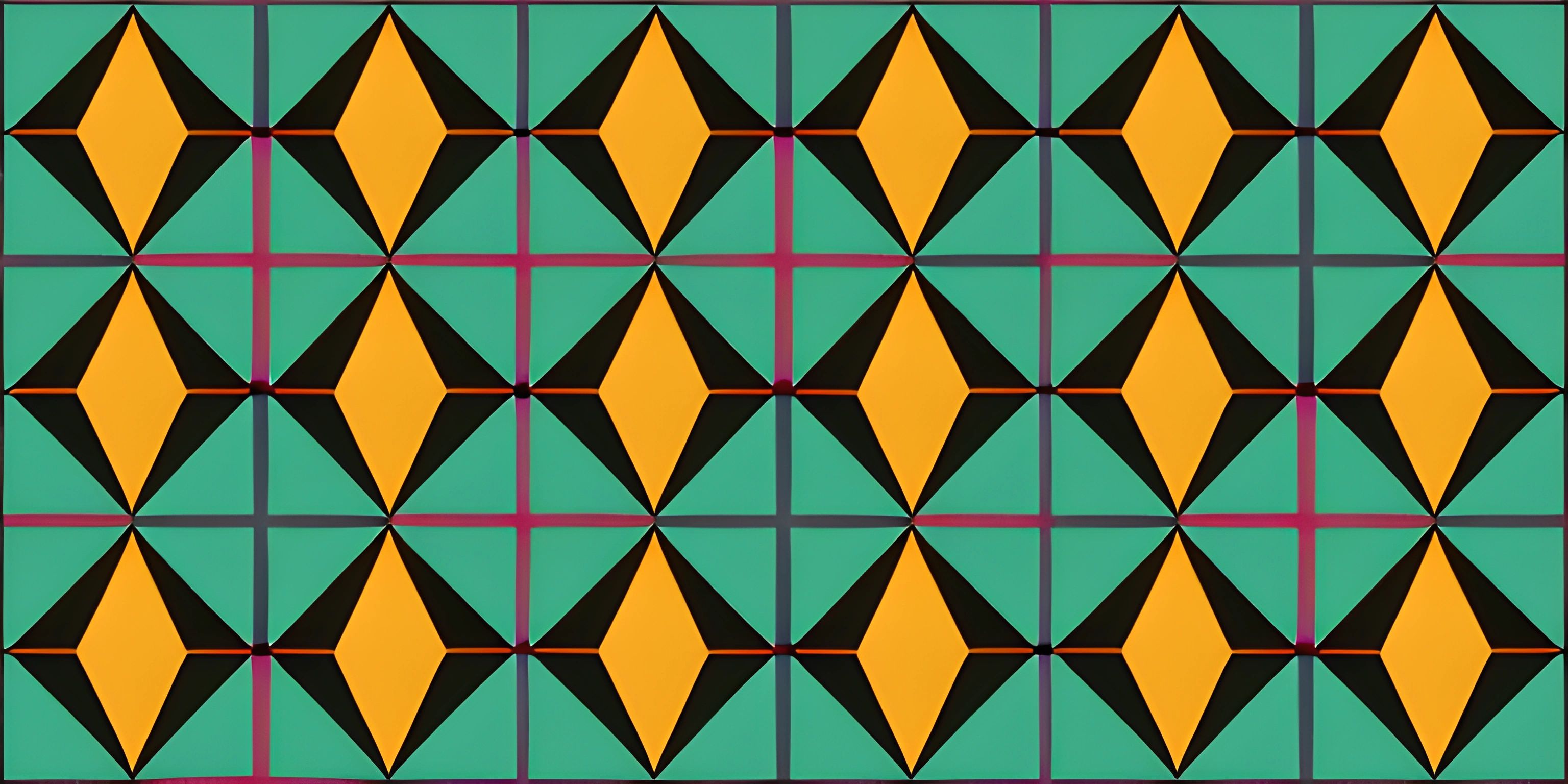 a green and yellow tile with many colored lines on it and a design in the middle