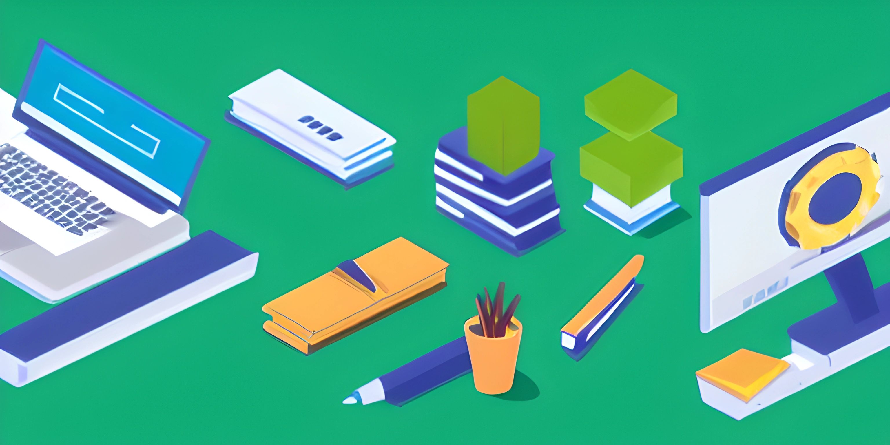 a computer sitting next to books and piles of folders with a green background with the words freebies