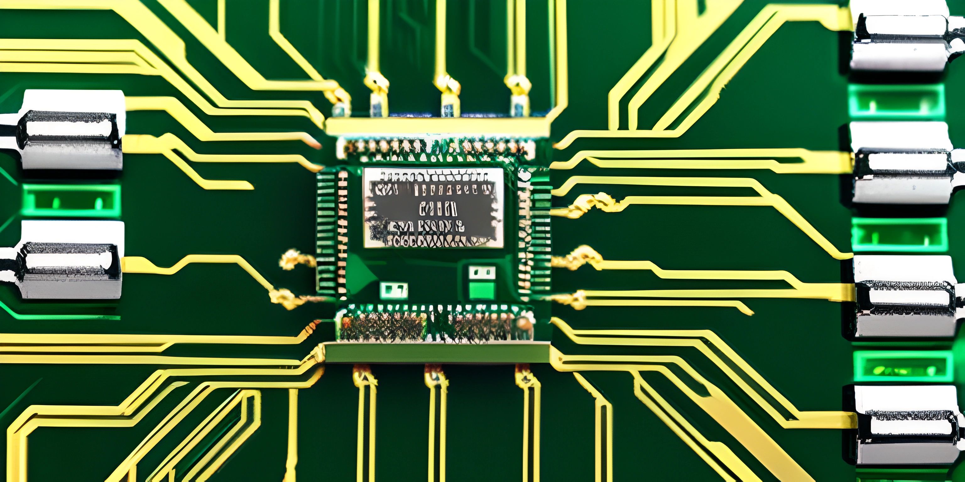 an electronic circuit on a board with multiple microconversals and various connectors