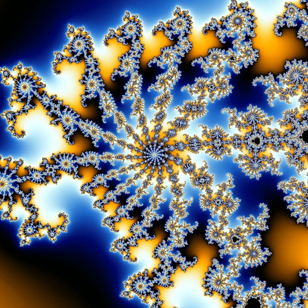 An image of the Mandelbrot Set that is colorful, complex, and visually interesting